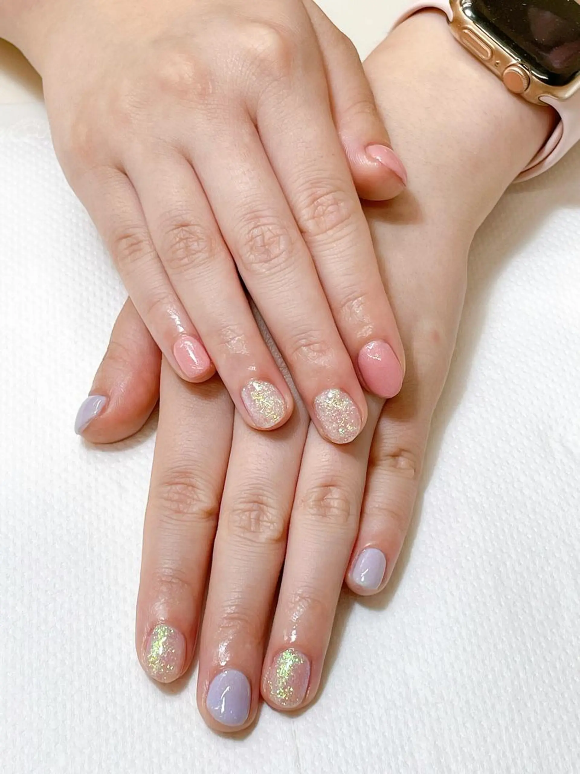 ネイル ラメ(グリッター) ワンカラーネイル ピンク 前田 優佳のネイルデザイン