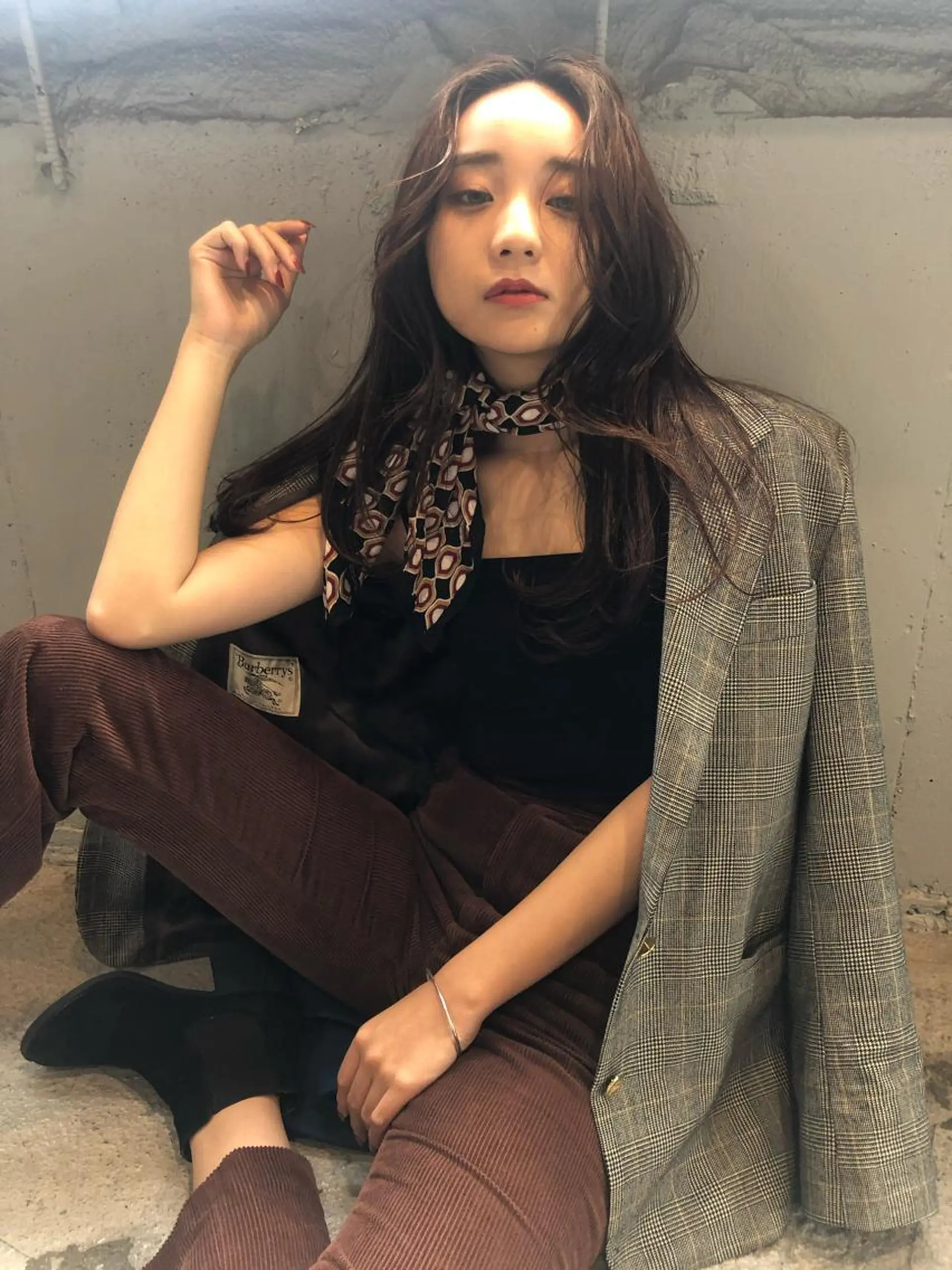 ロング カラー パーマ ヘアアレンジ ブリーチ ブラウンカラー ダブルカラー ナチュラルブラウン かきあげバング ヘアカラー トリートメント 🌈デザインヘア職人 Kaede🌈のヘアスタイル