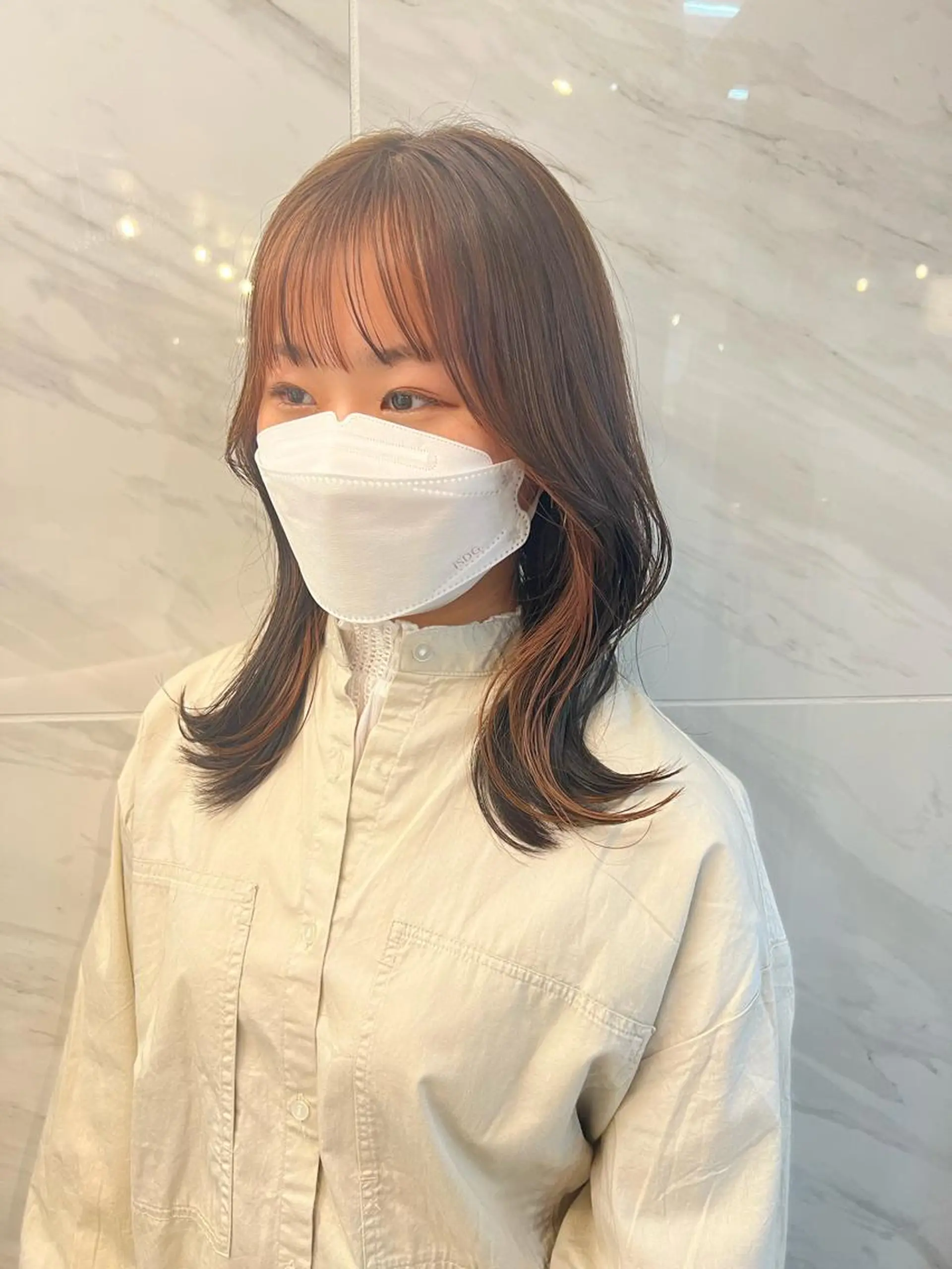 ミディアム ミストバング カット ヘアカラー 🩶韓国/似合わせ/ さわ🩶のヘアスタイル