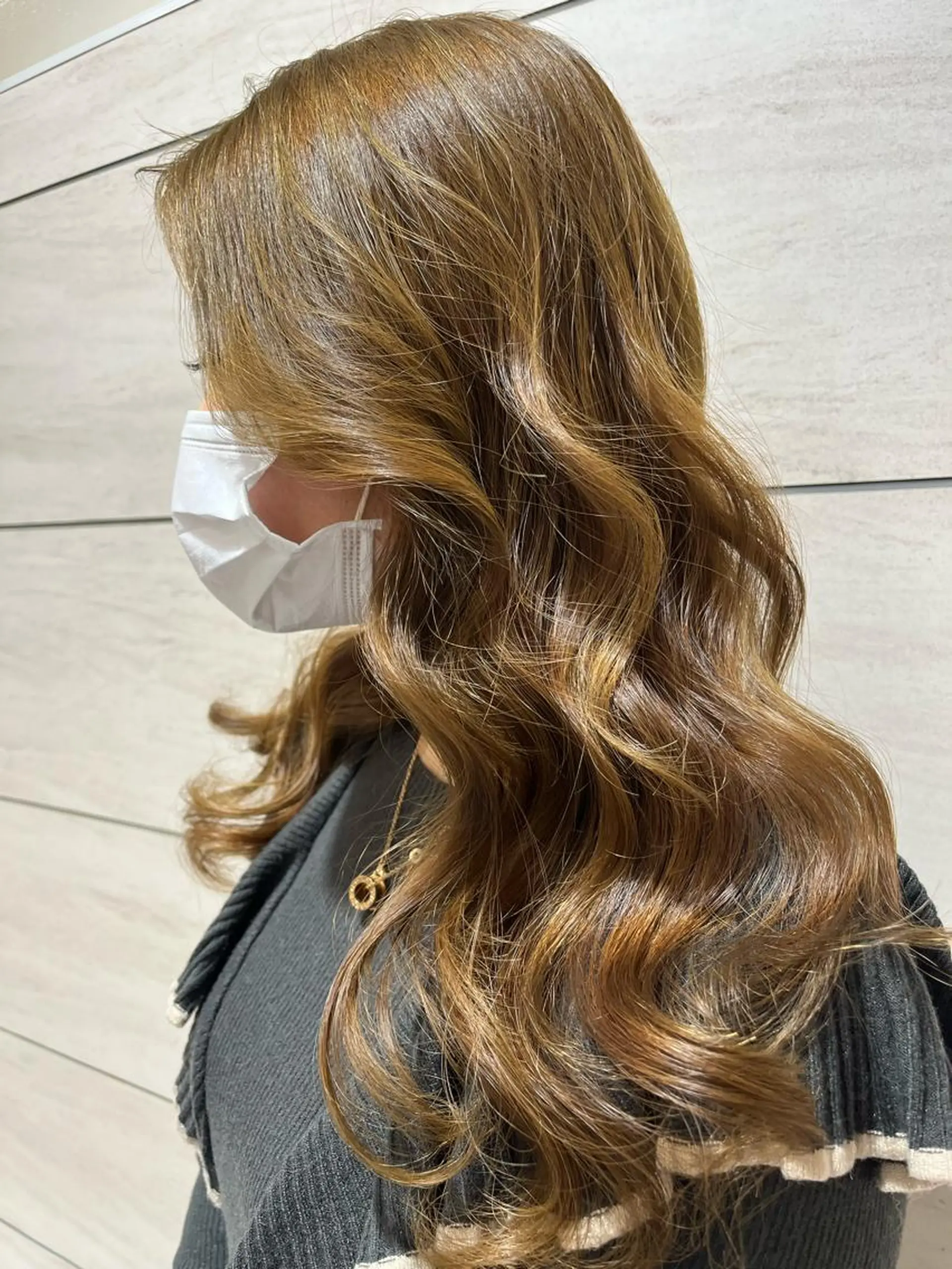 ロング カラー ベージュカラー ヘーゼル ヘアカラー トリートメント noll【今池駅前】 池田碧花のマツエク・マツパデザイン