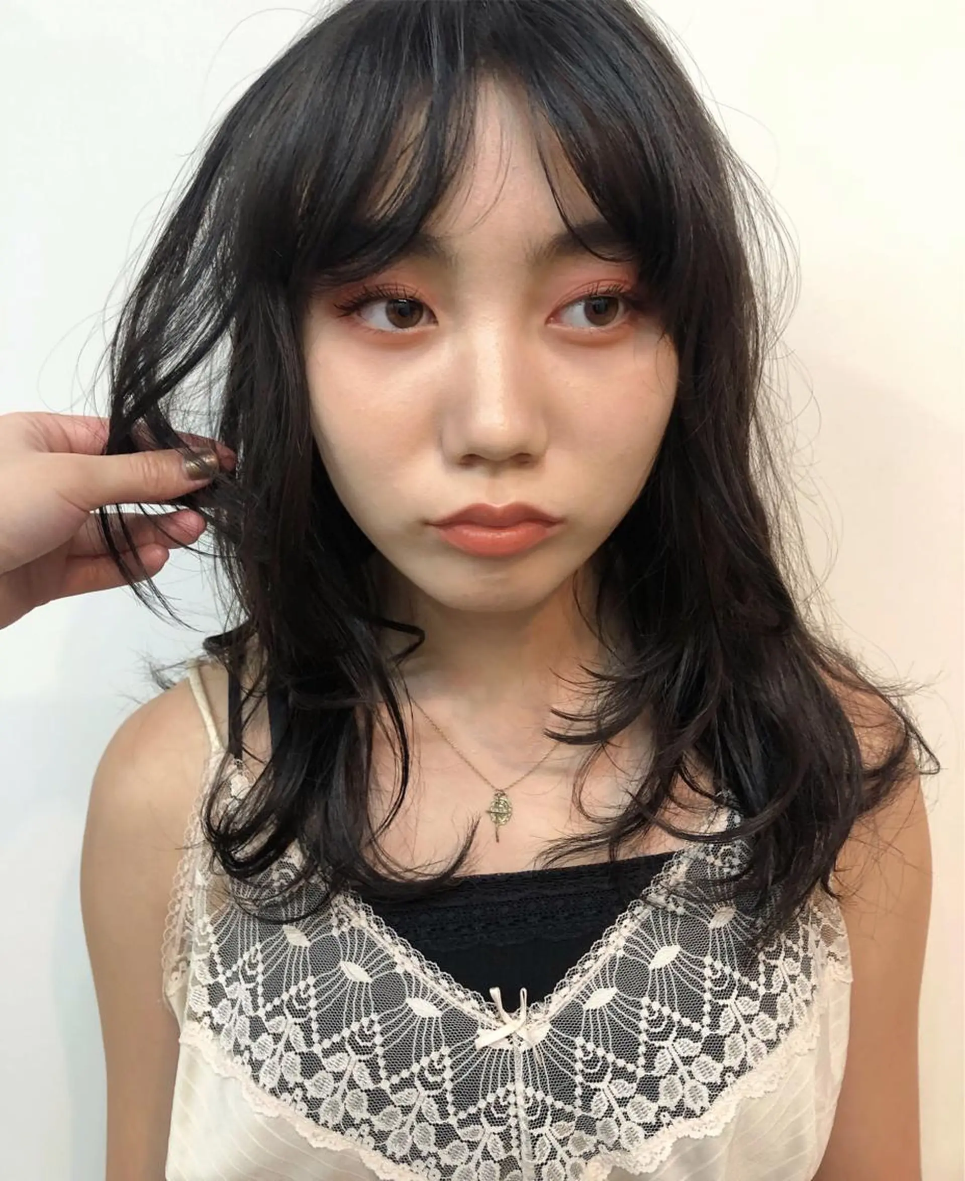 ミディアム カラー パーマ ヘアアレンジ カット 桑原 菜摘のヘアスタイル