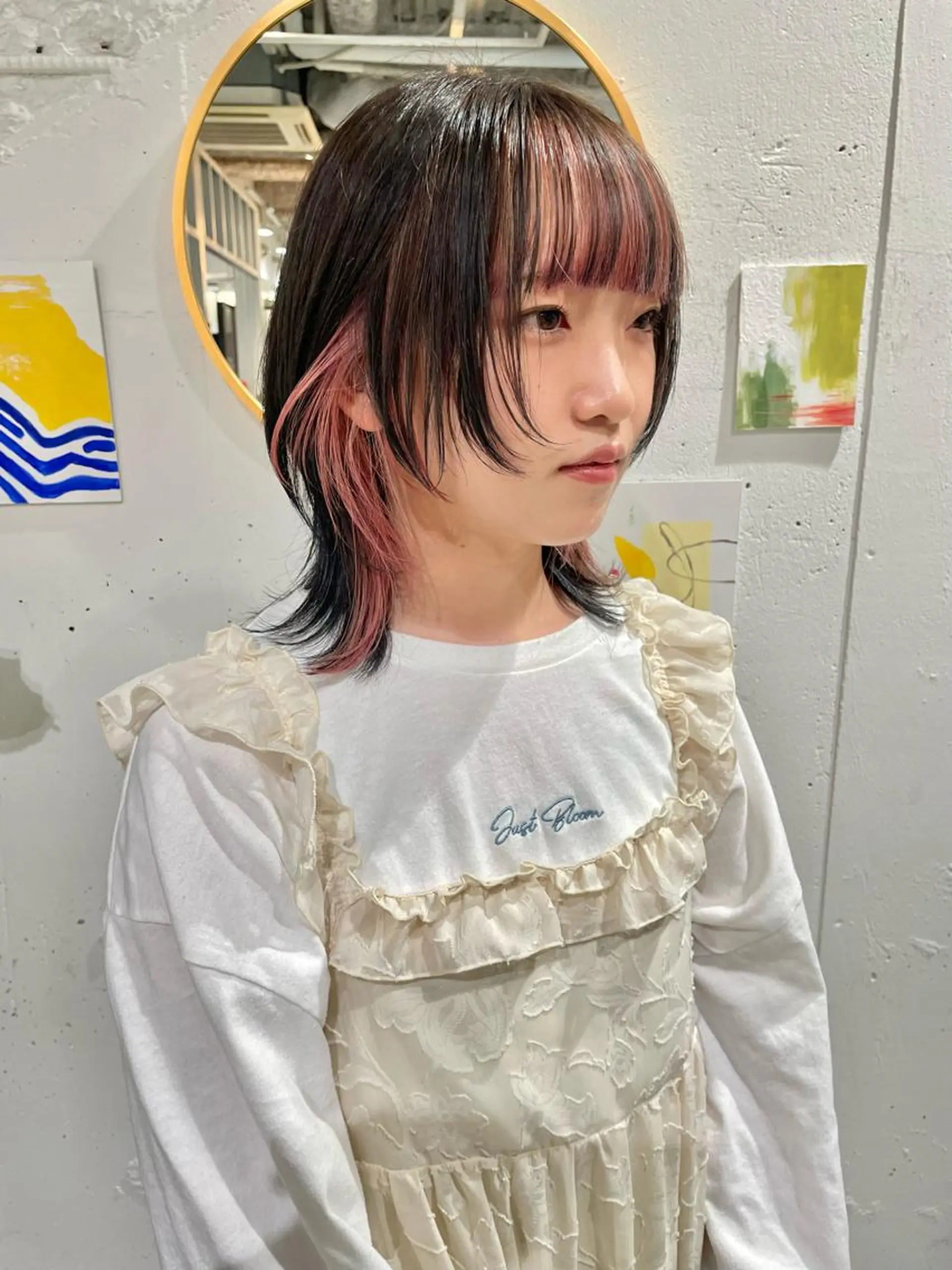 ミディアム カラー インナーカラー ウルフカット カット ヘアカラー ウルフ/似合わせ レイヤー/RIHOのヘアスタイル