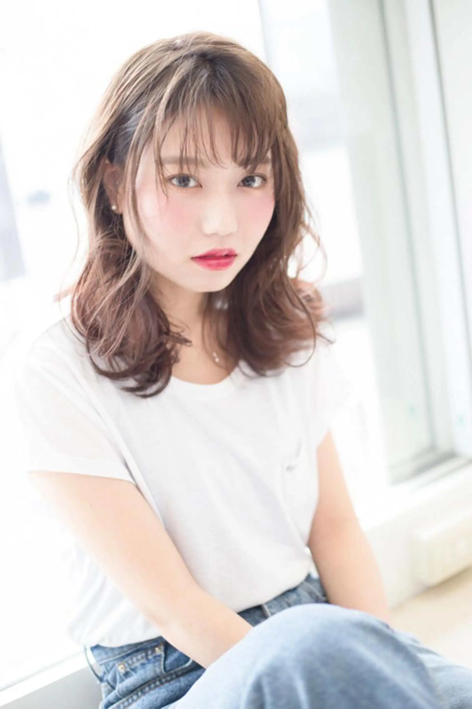 ミディアム カラー パーマ マツエク・マツパ イルミナカラー 髪質改善ayame 横山諒のヘアスタイル