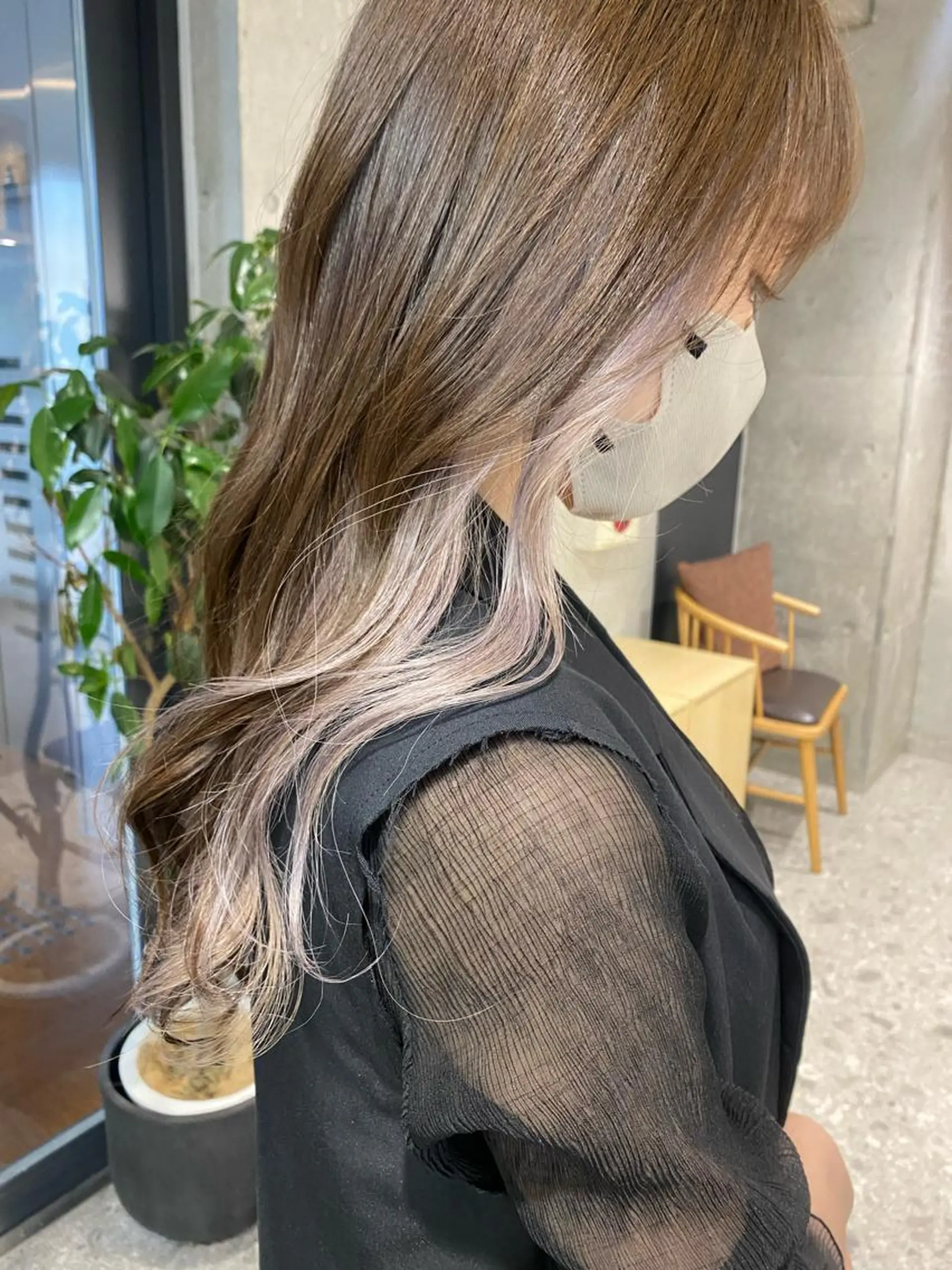 ロング カラー アッシュ インナーカラー ラベンダーカラー ラベンダーアッシュ カット ヘアカラー ブリーチカラーレイヤ ーカット🦋annaのヘアスタイル