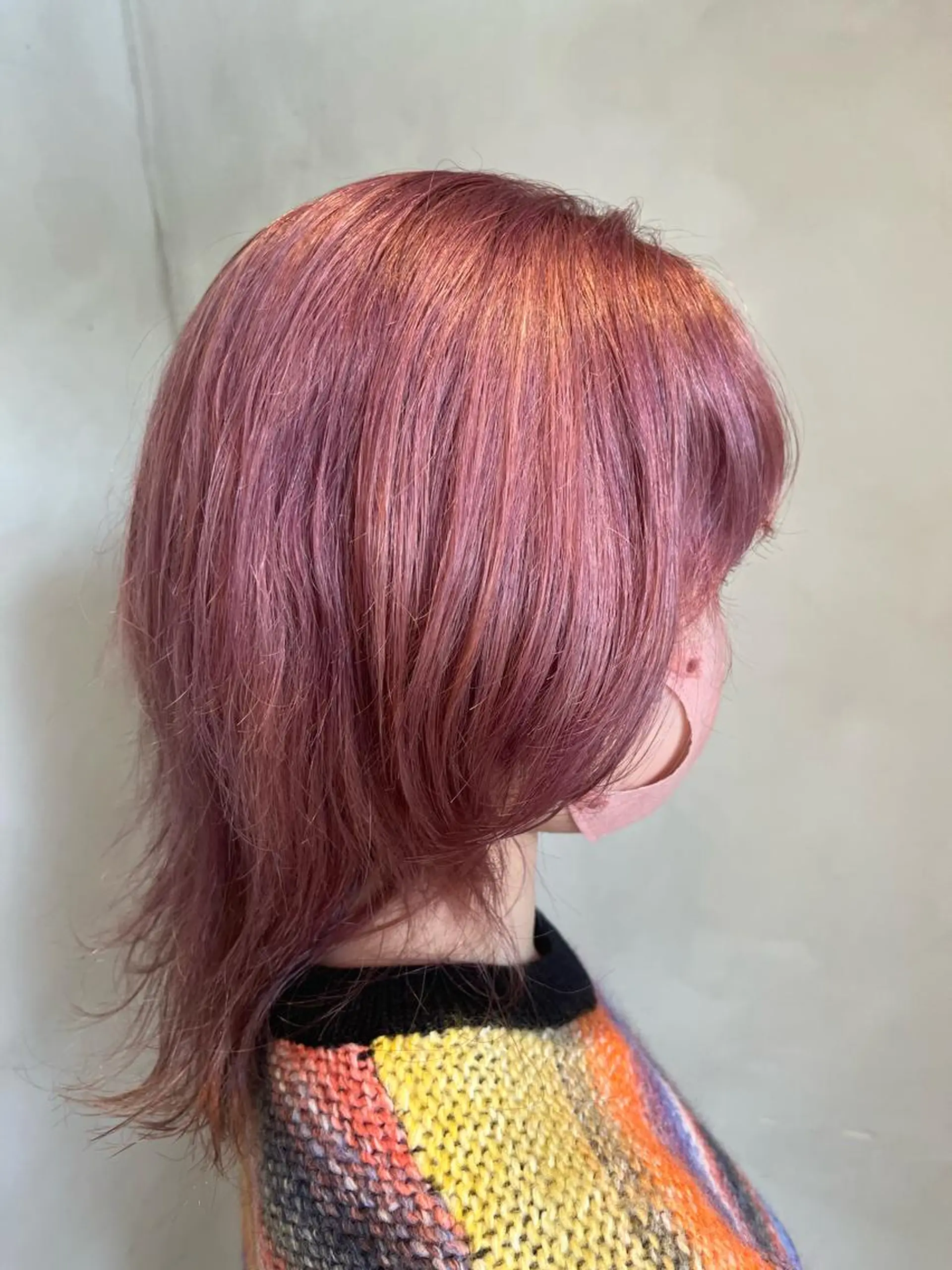 ミディアム カラー 黒髪 ブリーチ ピンクカラー ローズカラー ヘアカラー トリートメント 🦋店長🦋 ほんさわ みずきのヘアスタイル