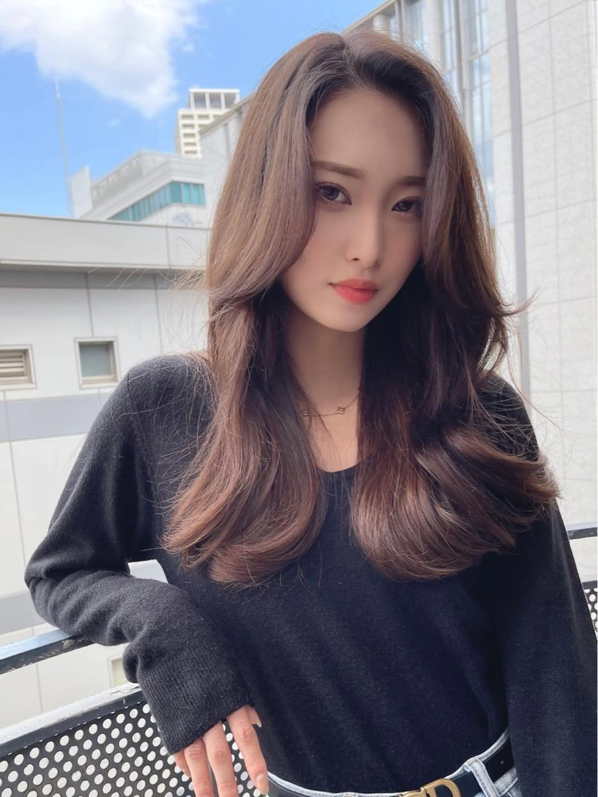 ロング カラー 韓国風ヘア レイヤーカット ワンホンヘア カット ヘアカラー AMI Hair Supply所属・31.1.2.3受付 韓風カラー/カットのヘアスタイル