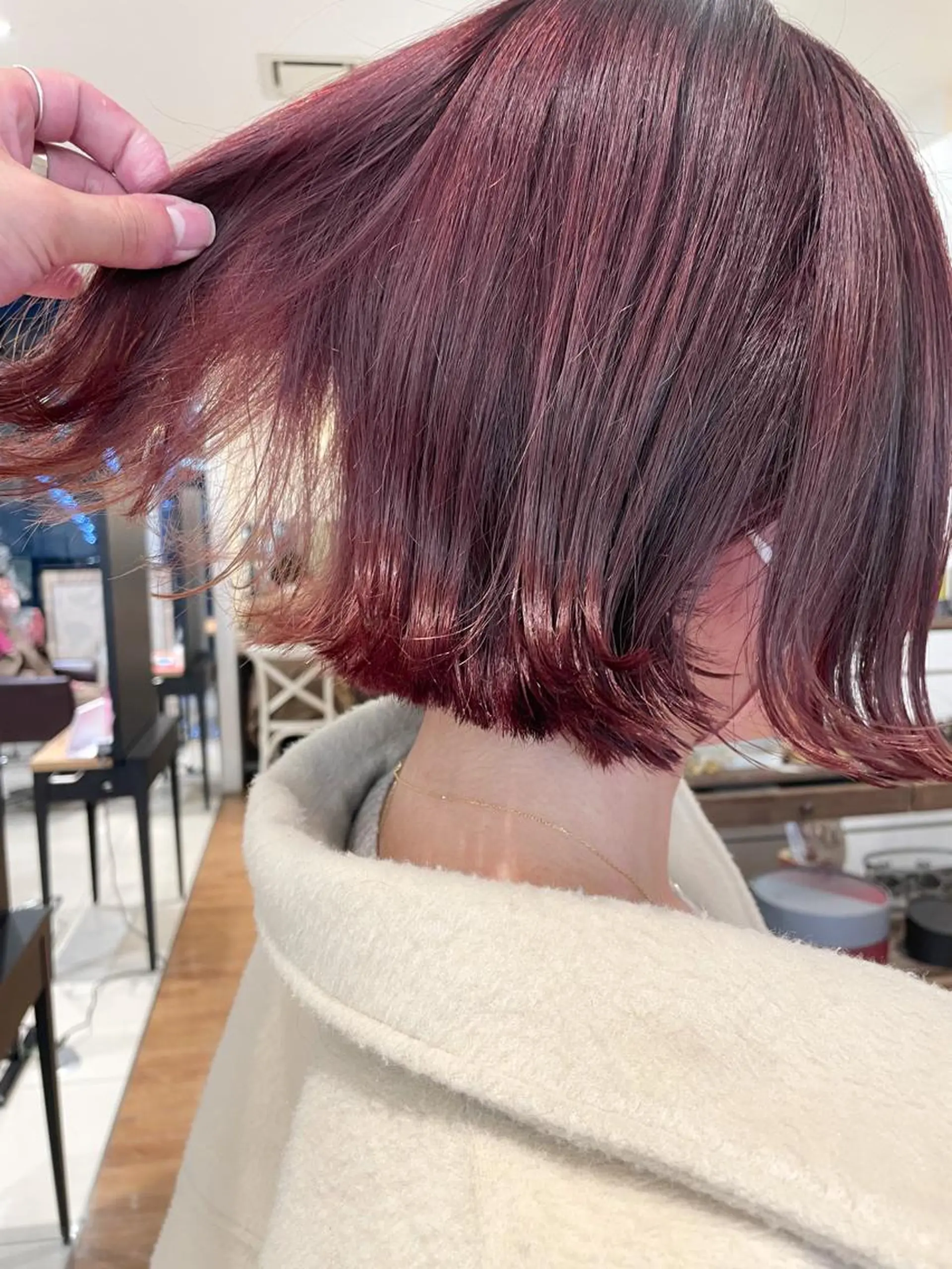 ショート カラー 切りっぱなしボブ ブラウンカラー ピンクカラー ピンクブラウン ボブ カット ヘアカラー トリートメント 髪質改善/ブリーチ 田代 龍我のヘアスタイル