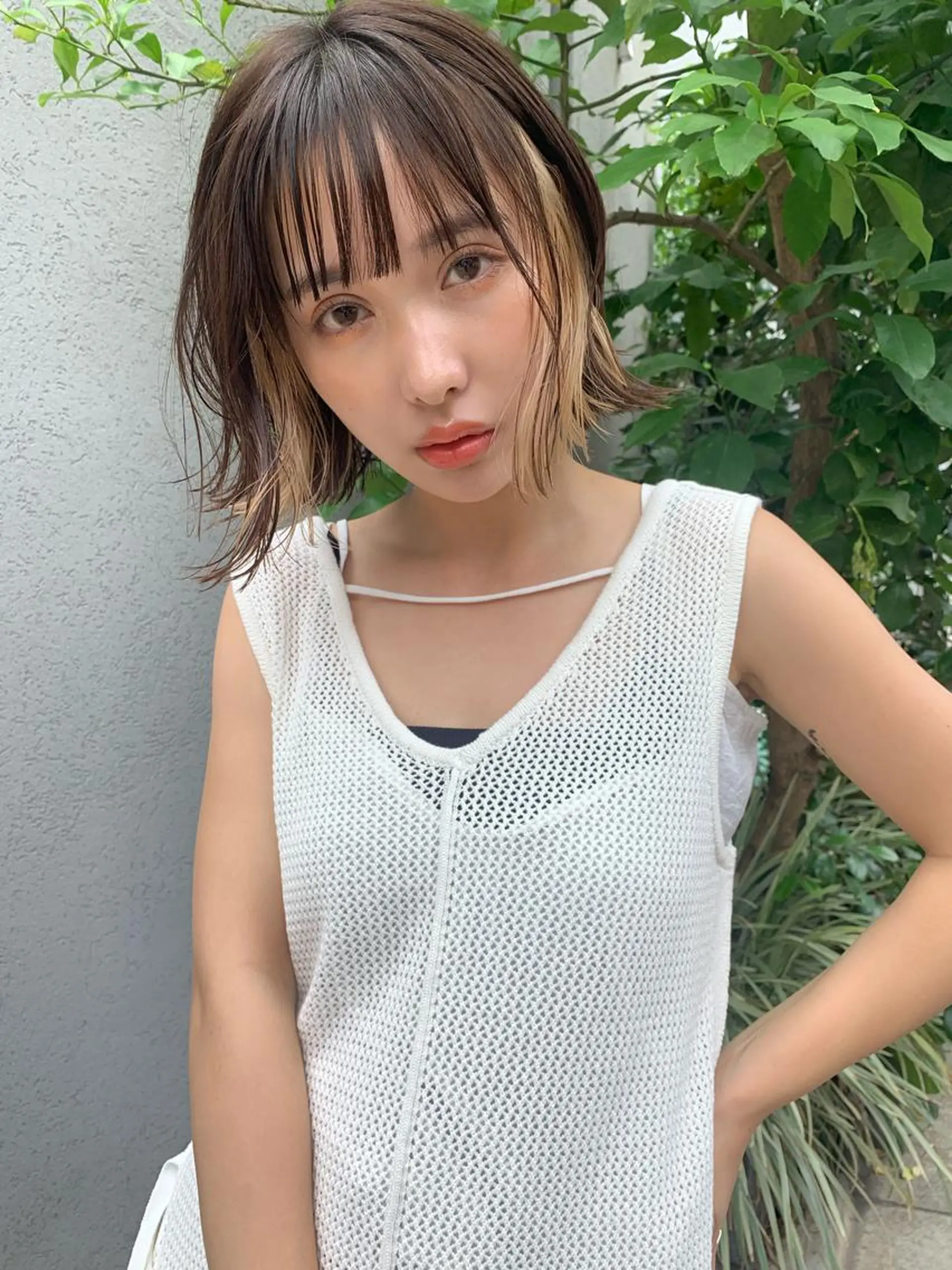 ショート カラー ブリーチ ケアブリーチ インナーカラー 柔らかブラウン/顔周 りレイヤー♡ユウシのヘアスタイル