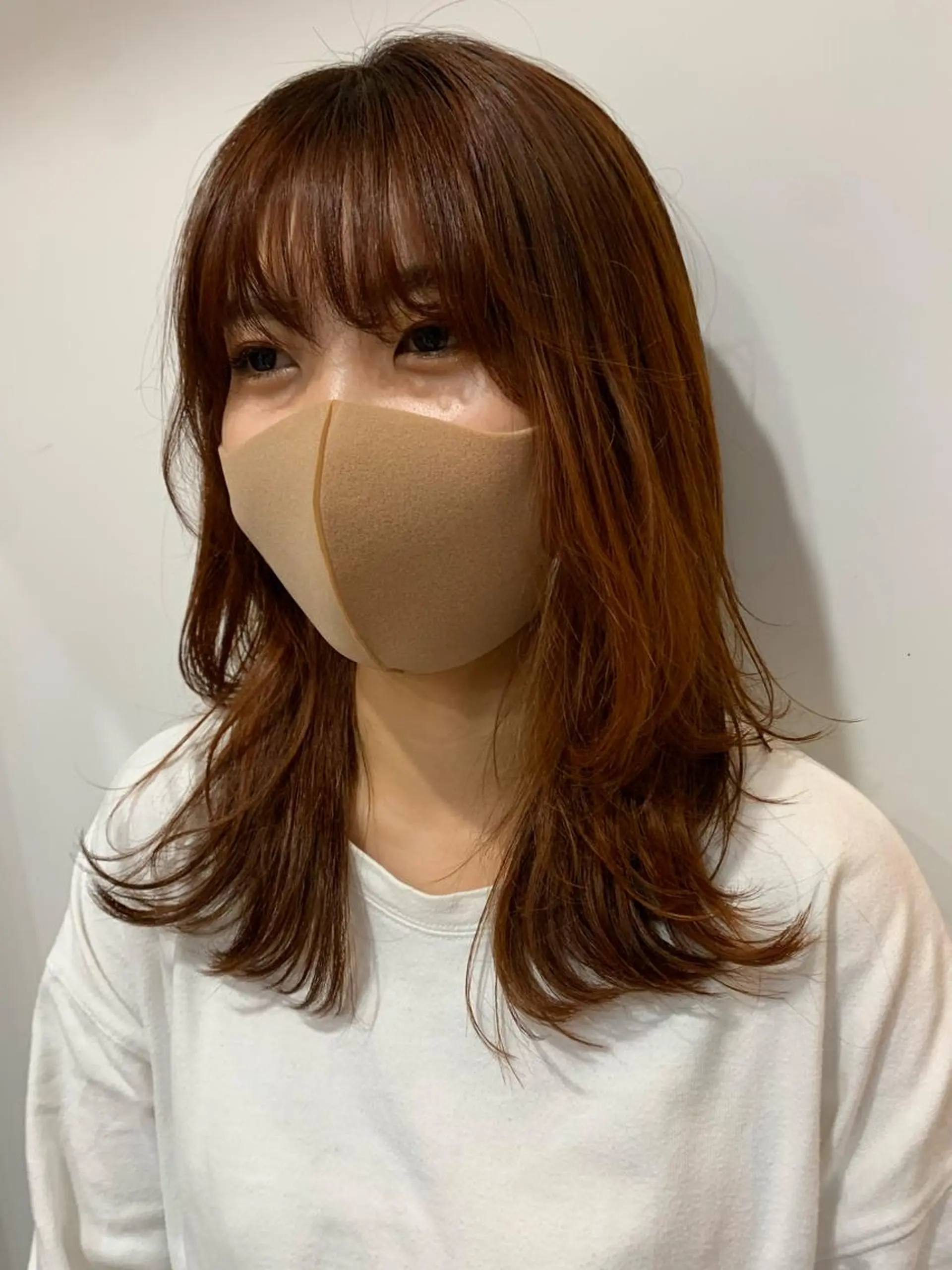 セミロング カラー ベージュカラー オレンジ オレンジベージュ レイヤーカット ヘアカラー 中目黒🌼 🌼ハナのヘアスタイル