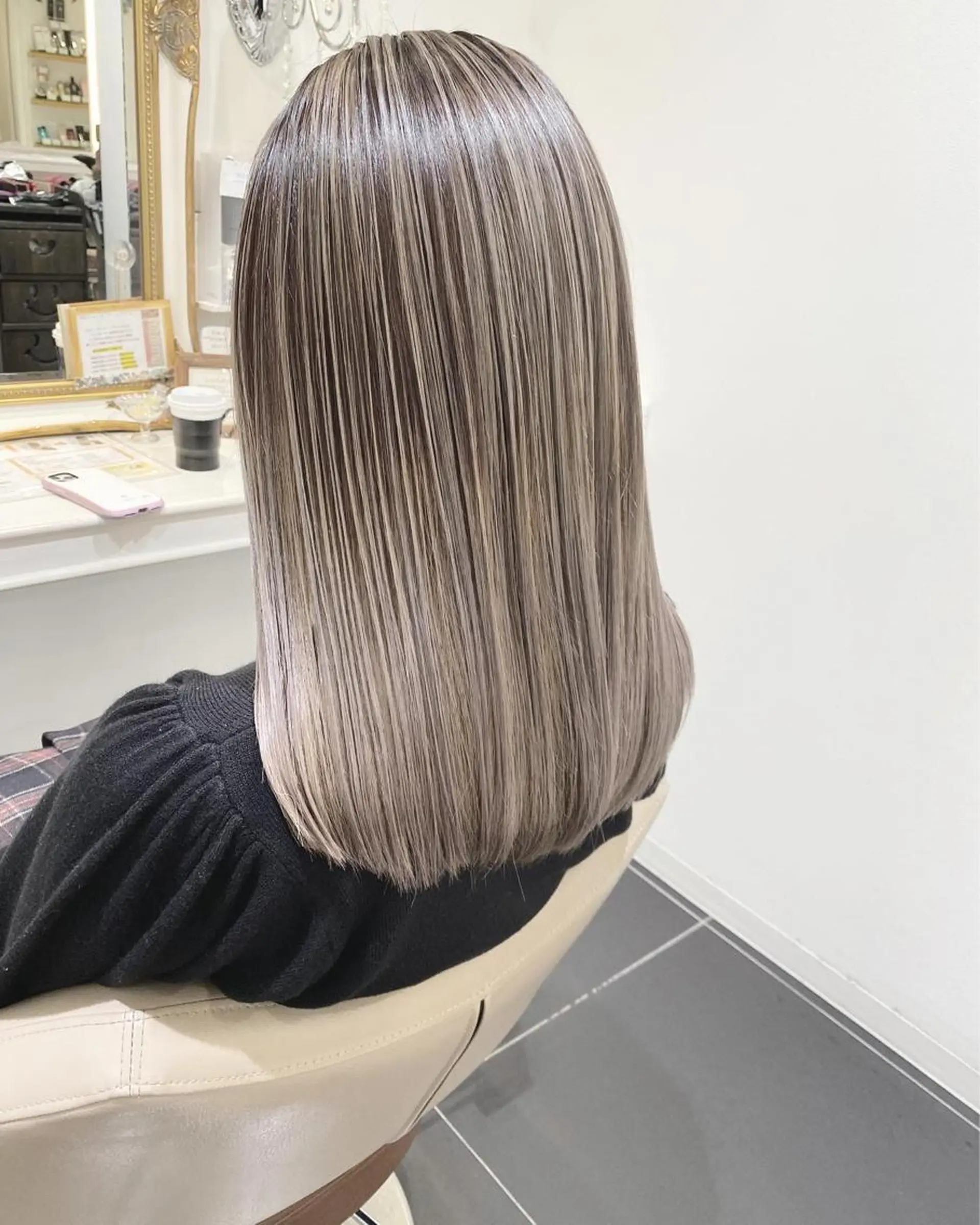 セミロング カラー バレイヤージュ 髪質改善 レイヤーカット カット ヘアカラー トリートメント 山崎俊輔/髪質改善 /バレイヤージュのヘアスタイル