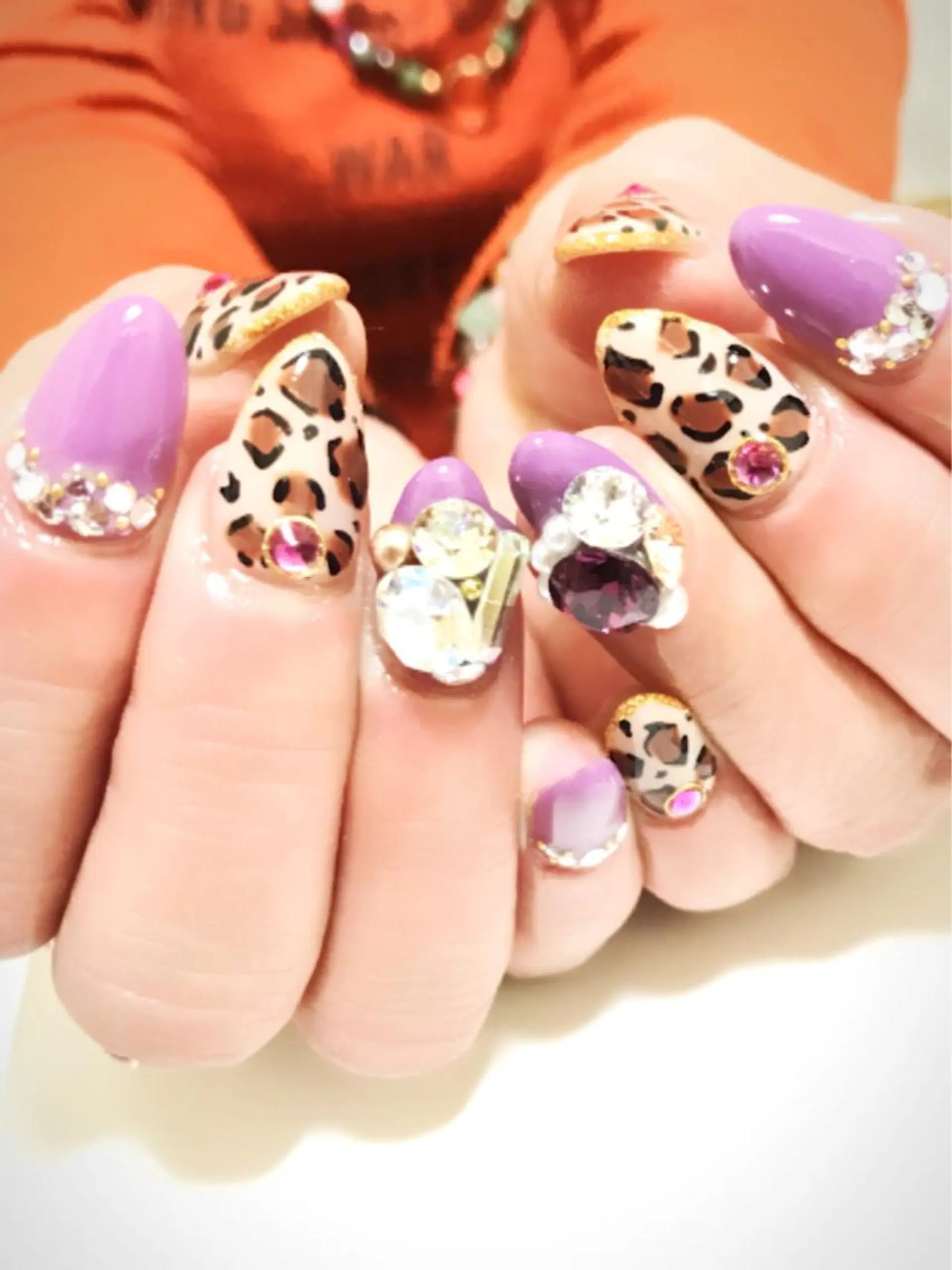 ネイル アニマル柄 ピンク パープル ハンドネイル 木槿所属・吉冨 光恵のネイルデザイン