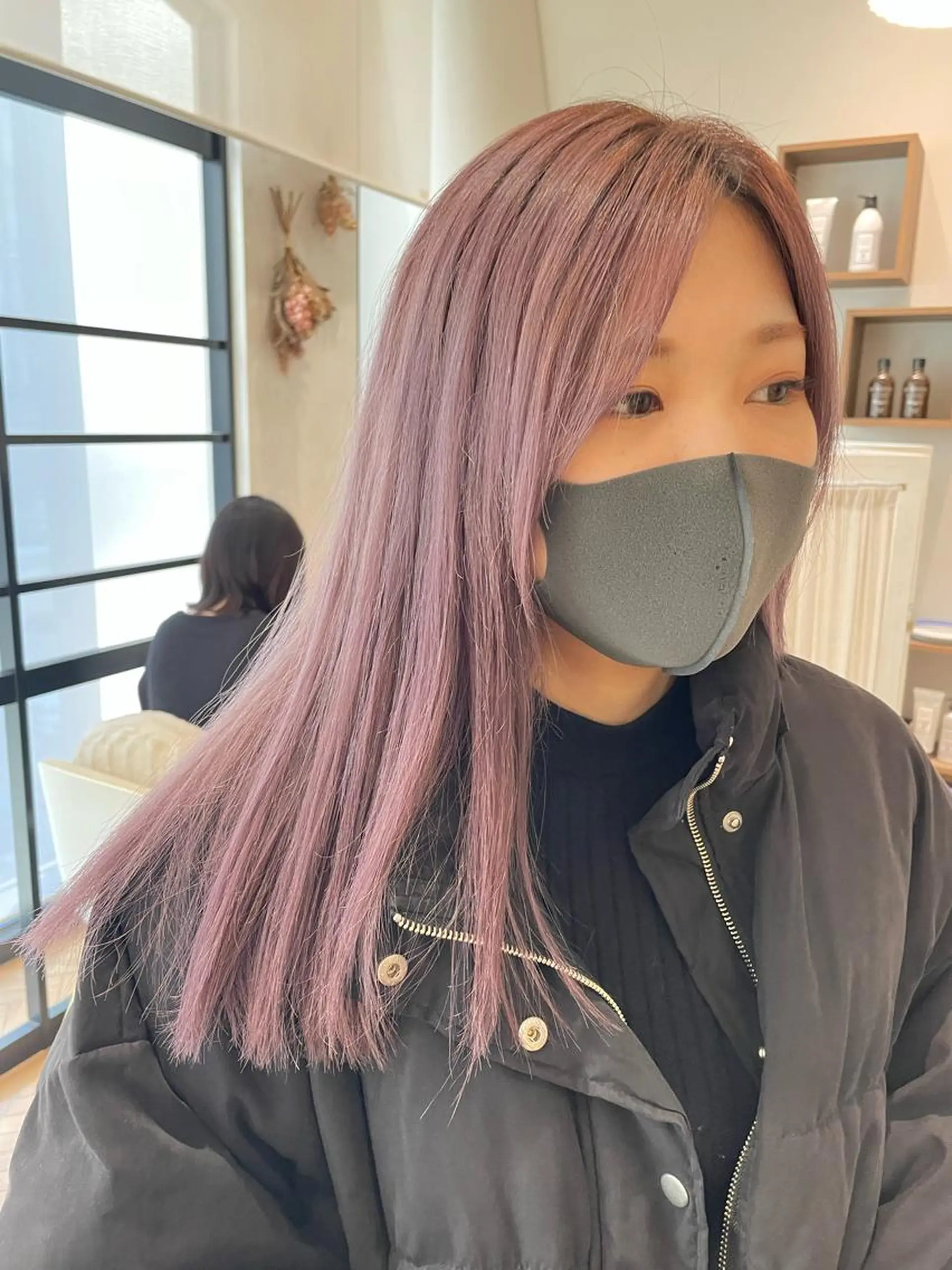 ロング カラー グレージュ ラベンダーカラー ラベンダーグレージュ ラベンダーグレー 韓国ヘア🤍 慎之介のヘアスタイル