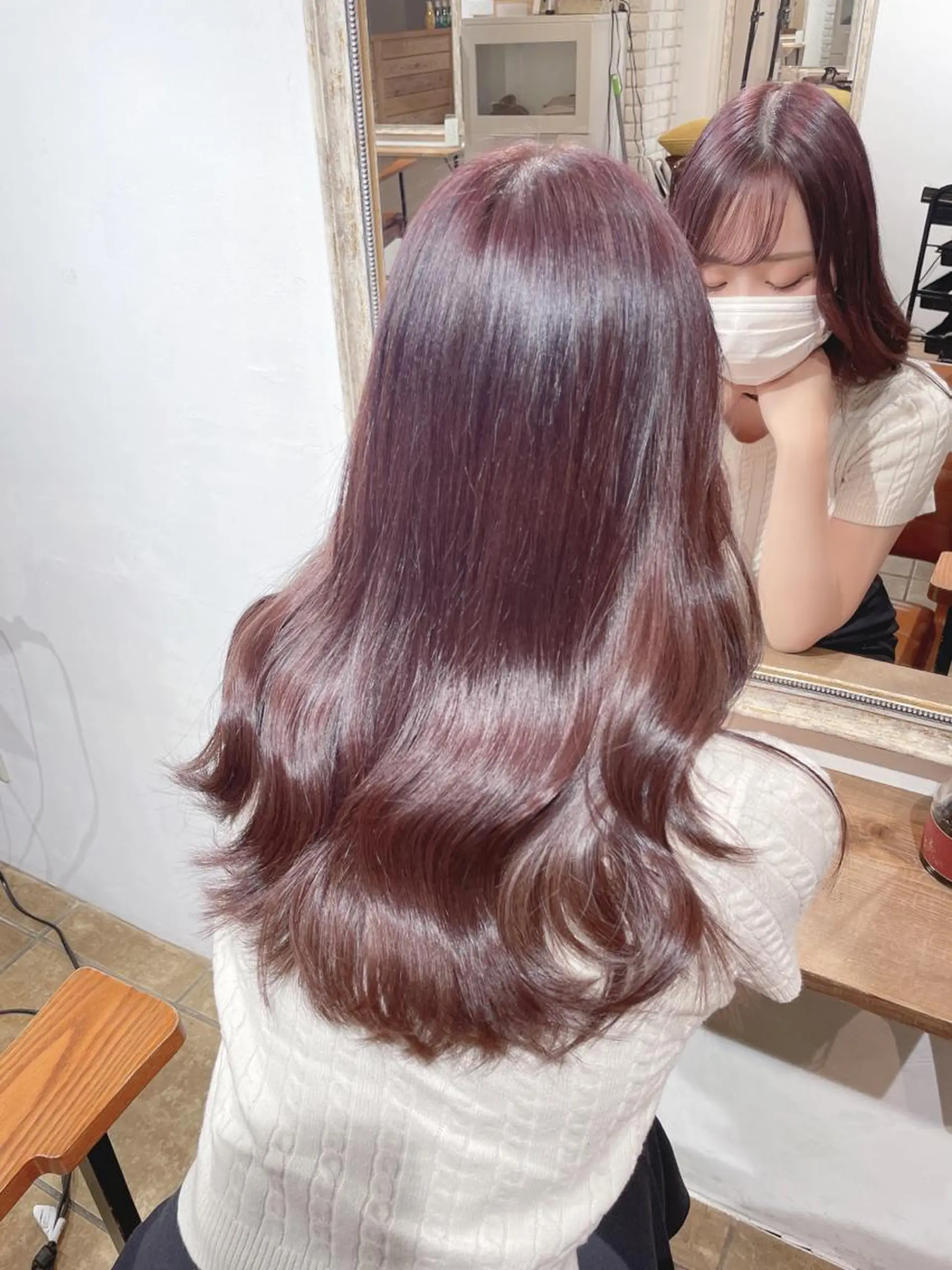 ロング カラー ブリーチ ラベンダーカラー ブリーチなしカラー ピンクカラー ピンクラベンダー ヘアカラー トリートメント ヘアアレンジ にいた　かづしげのヘアスタイル