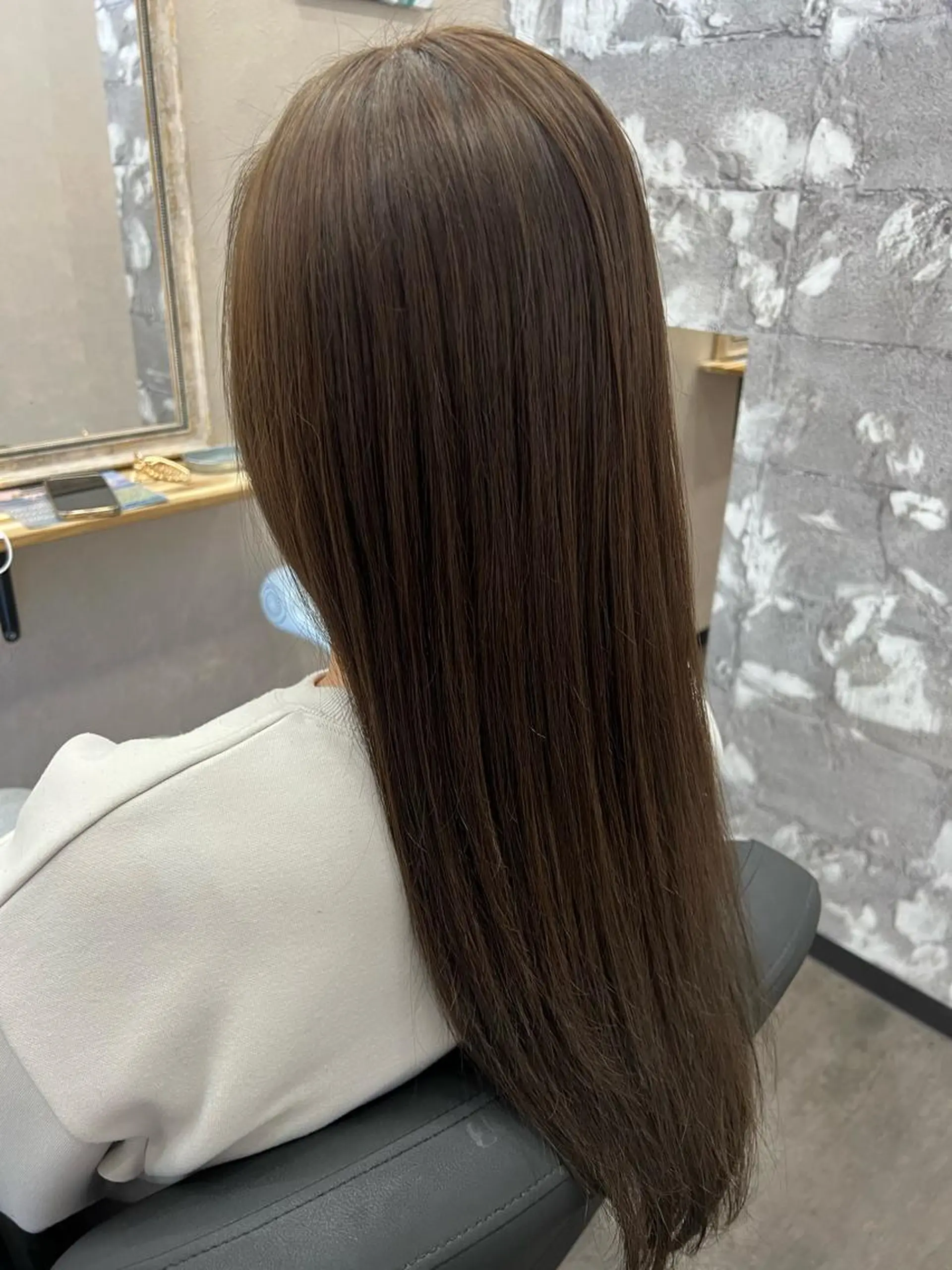 ロング 縮毛矯正 髪質改善カラー🎀 アイブロウ✨麗華のヘアスタイル