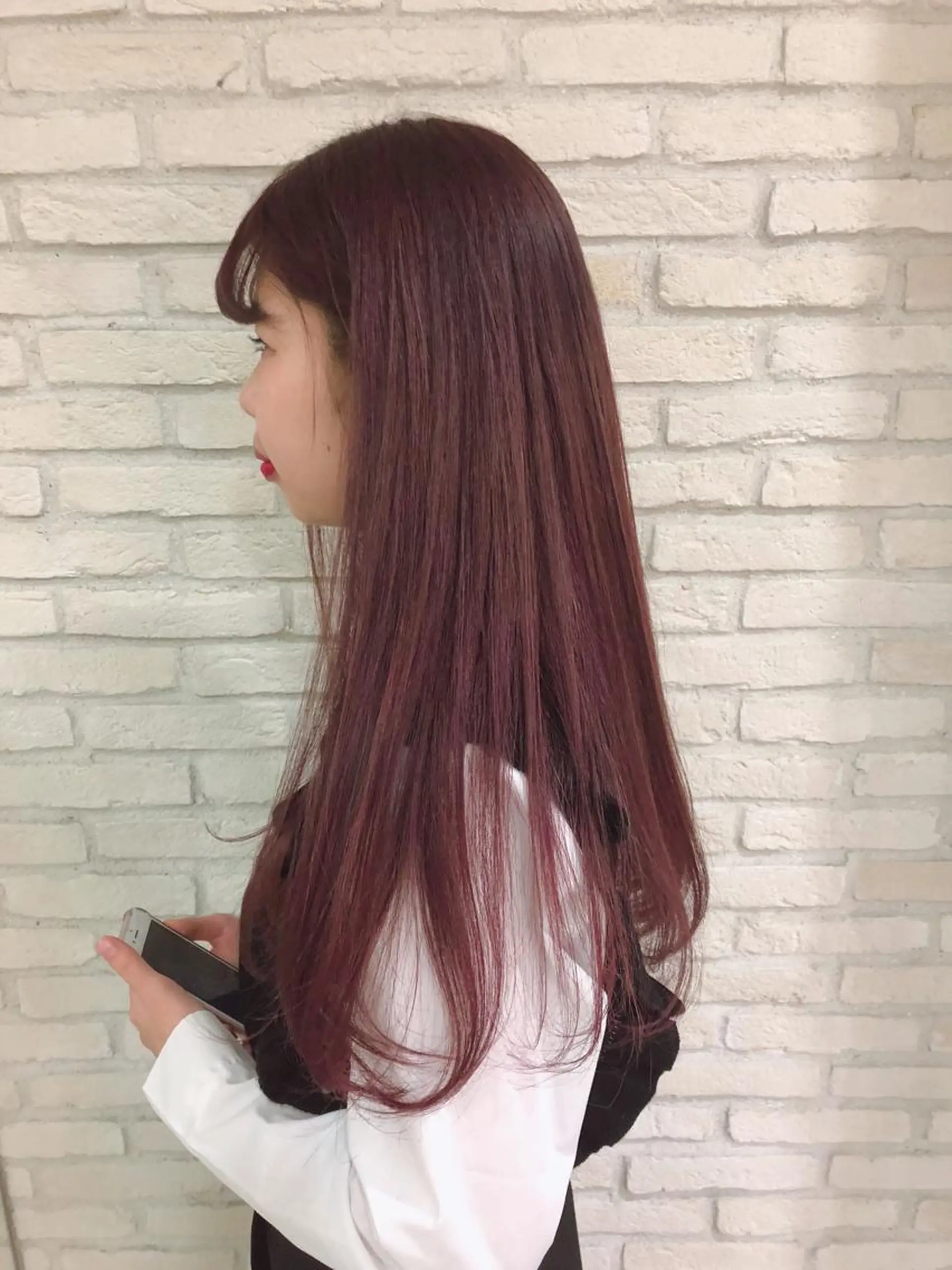 ロング カラー ボルドーカラー トリートメント HAUS 片山みほのヘアスタイル