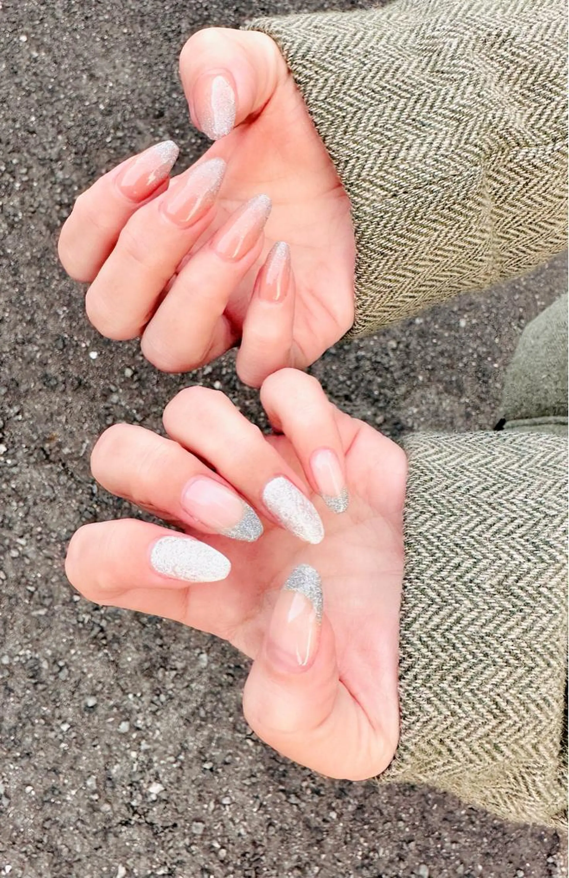 ネイル フレンチネイル ラメ(グリッター) ラメグラデーション ハンドネイル no-birisu nailのネイルデザイン
