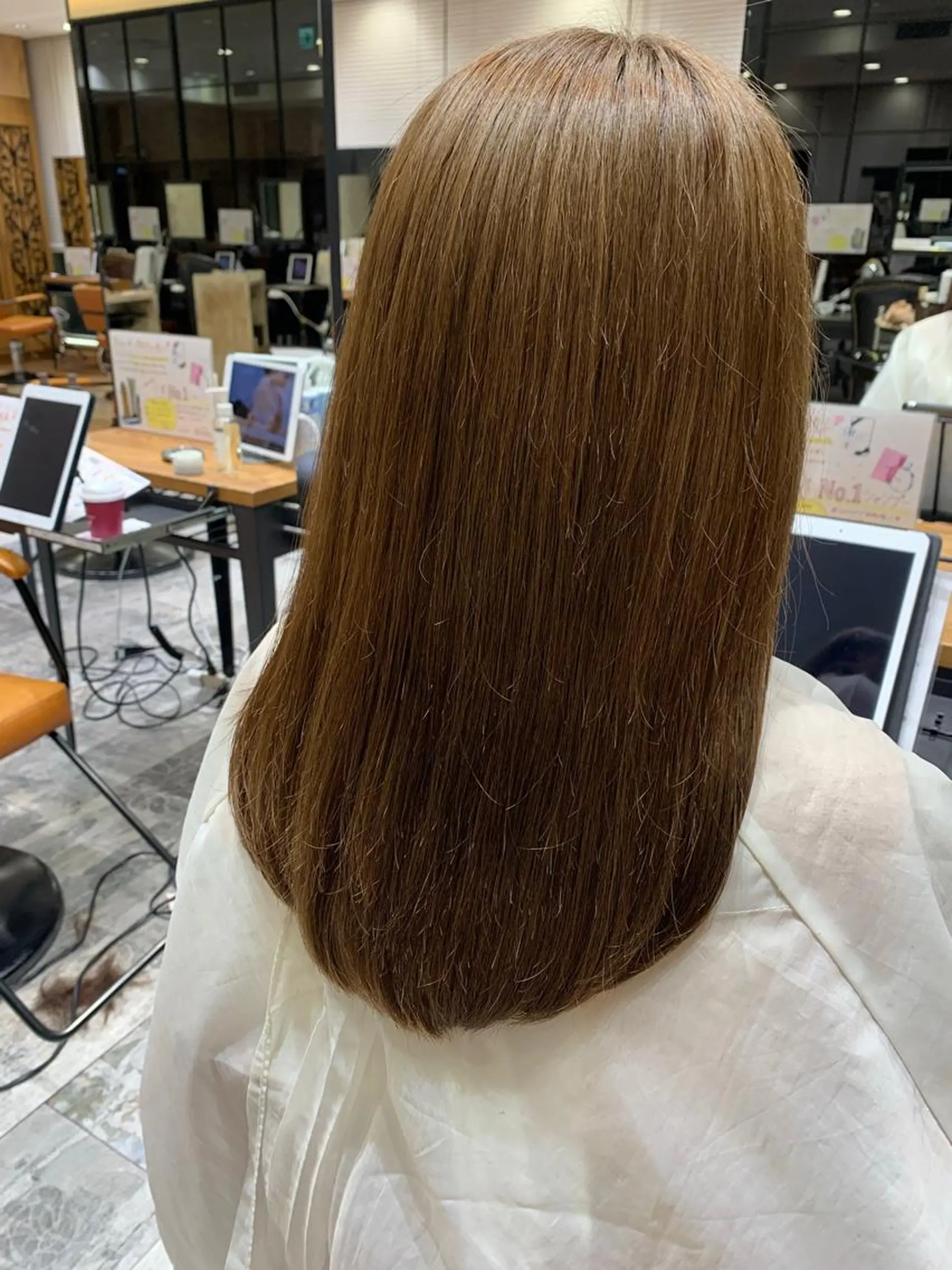 セミロング カラー パーマ 黒髪 ブリーチ ブリーチなしカラー 伸ばしかけ 髪質改善 美髪ヘッドスパ🫧 西山紗奈江💆‍♀️のヘアスタイル