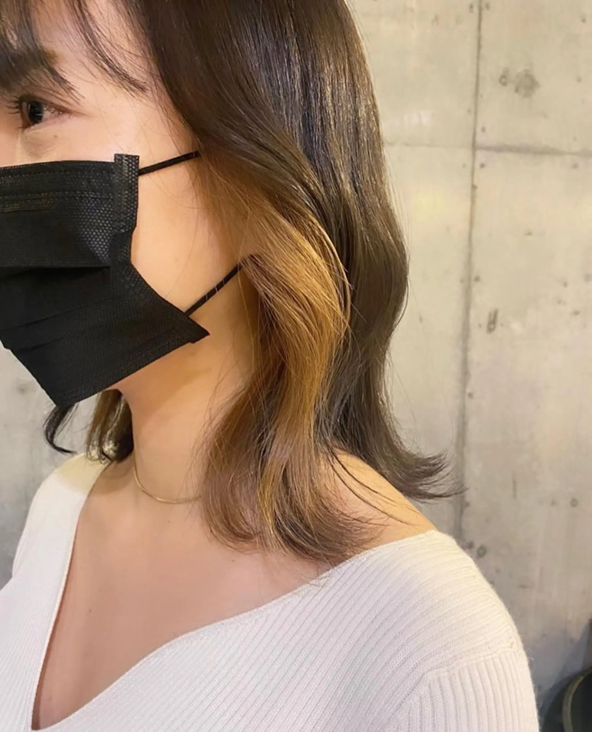 ミディアム カラー アッシュ ベージュカラー 黒髪 ブルーカラー ブルーブラック ヘアカラー トリートメント 透明感/韓国風 🤍moeka🤍のヘアスタイル