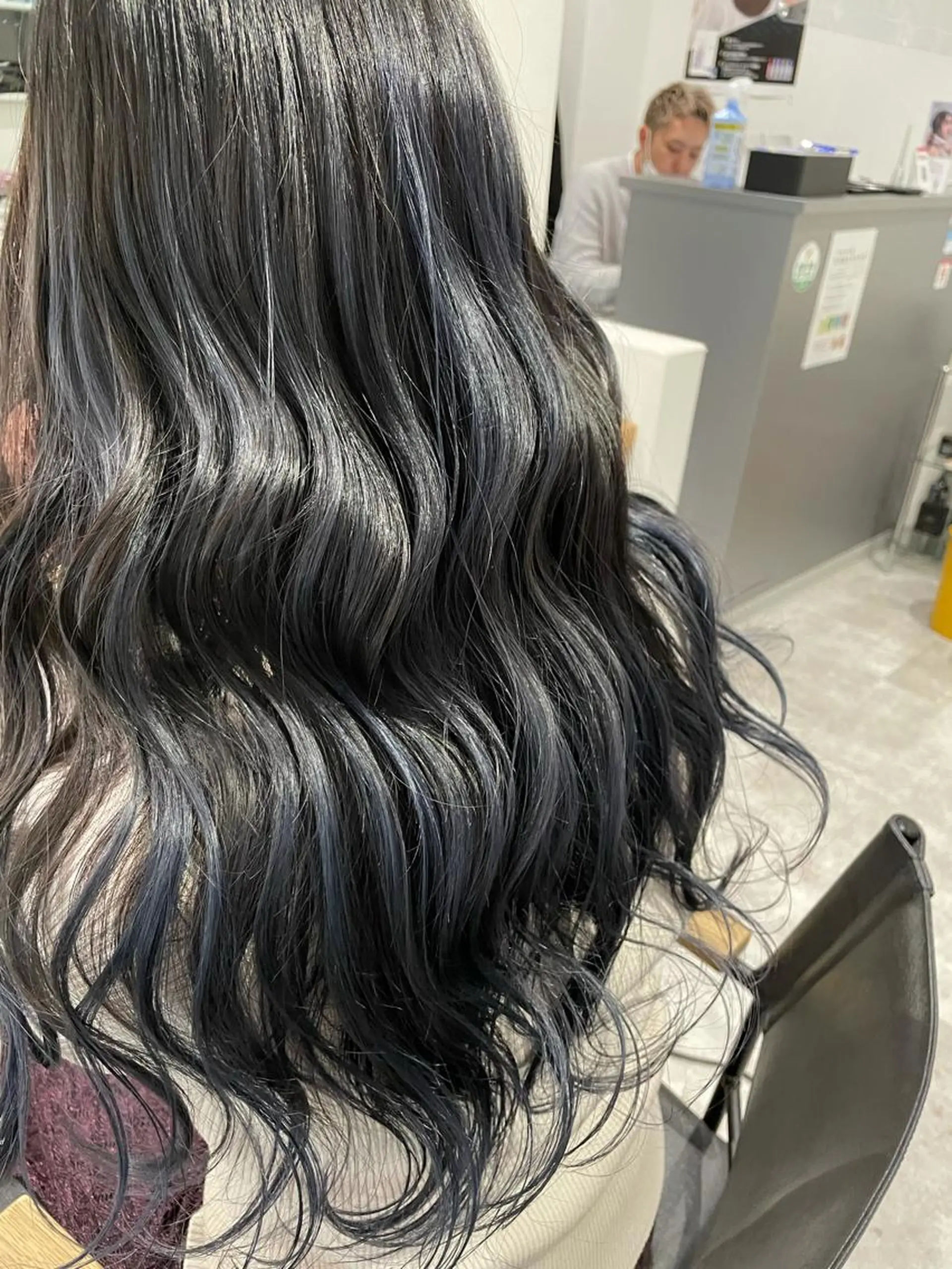 ロング カラー バレイヤージュ ブルーカラー レイヤーカット 京都美容師 塩のヘアスタイル