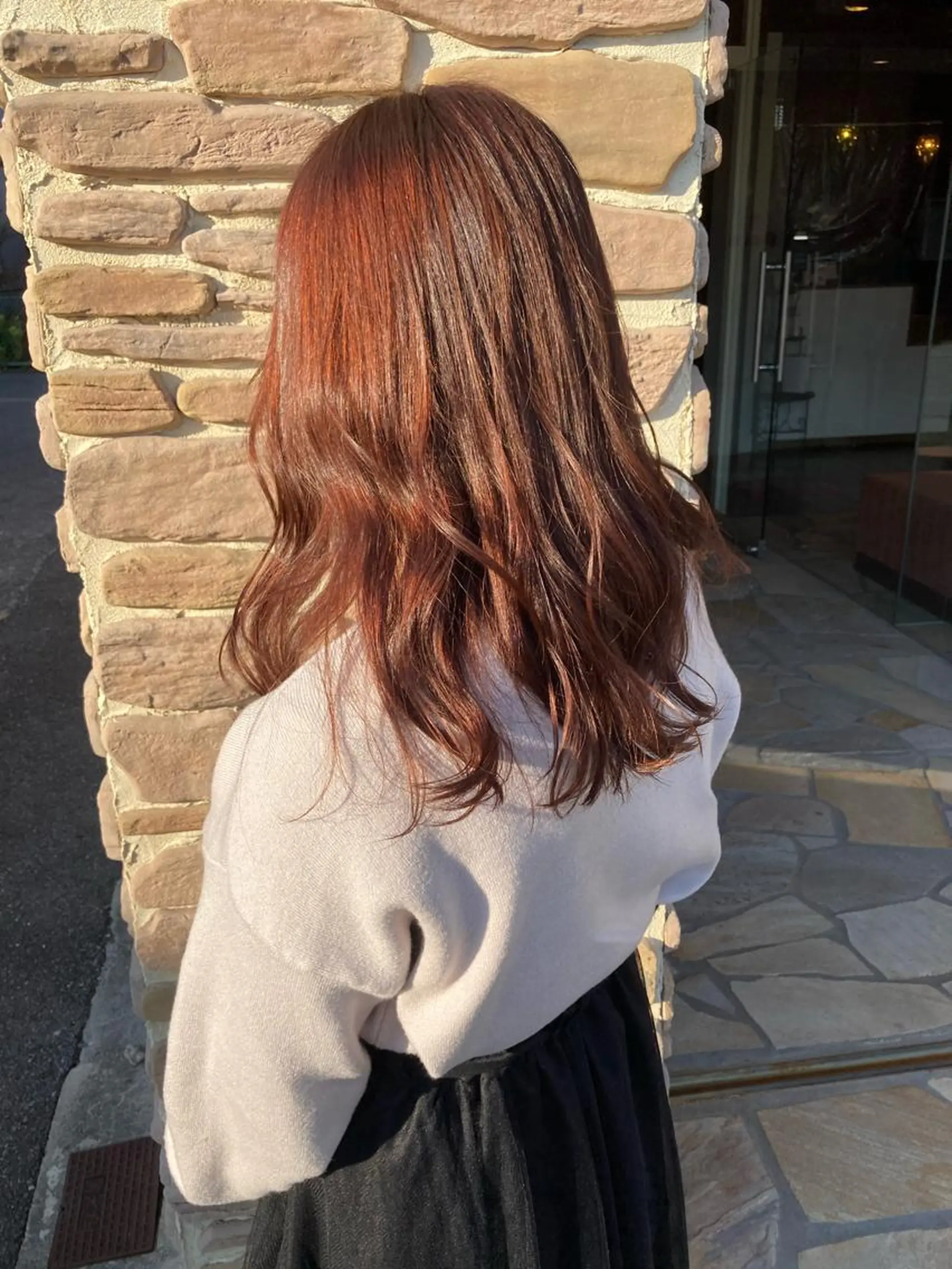 ロング カラー ブラウンカラー オレンジ オレンジブラウン 浅岡 のどかのヘアスタイル