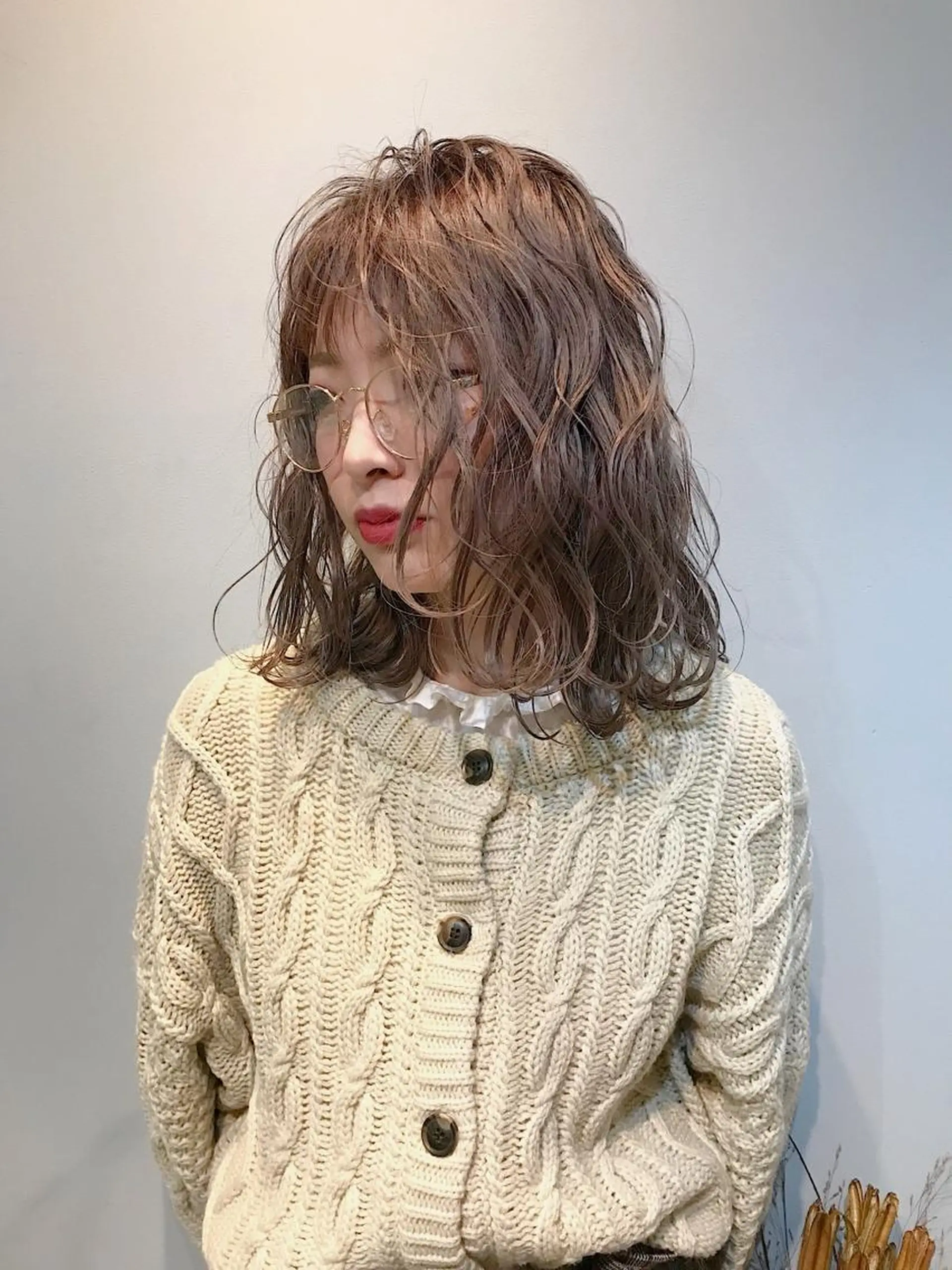 ミディアム カラー グレージュ ピンクカラー ヘアカラー トリートメント lani 天神大名/ブリーチのヘアスタイル