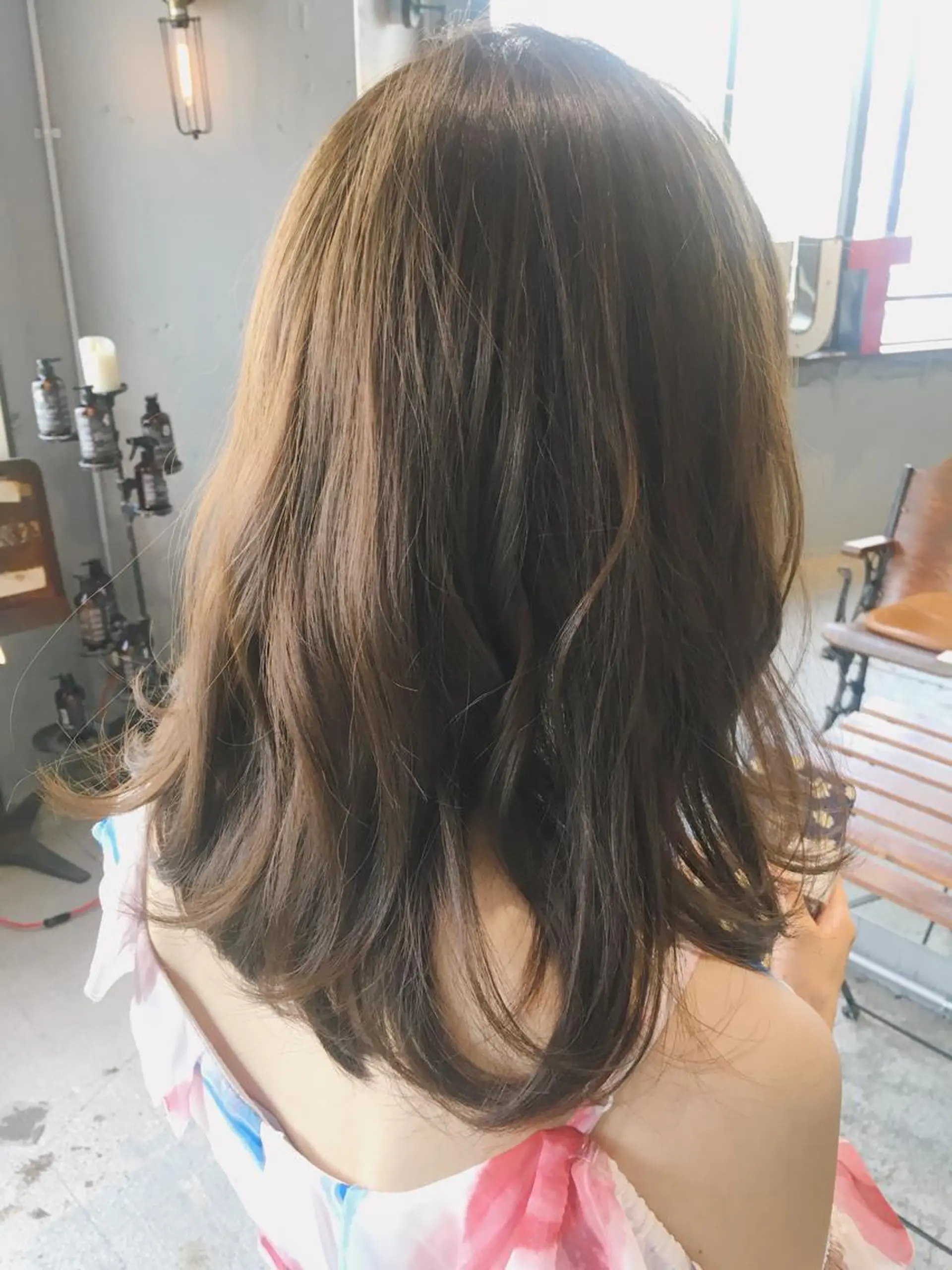 セミロング カラー パーマ アッシュ オリーブアッシュ オレンジ 代表 中島貴志のヘアスタイル