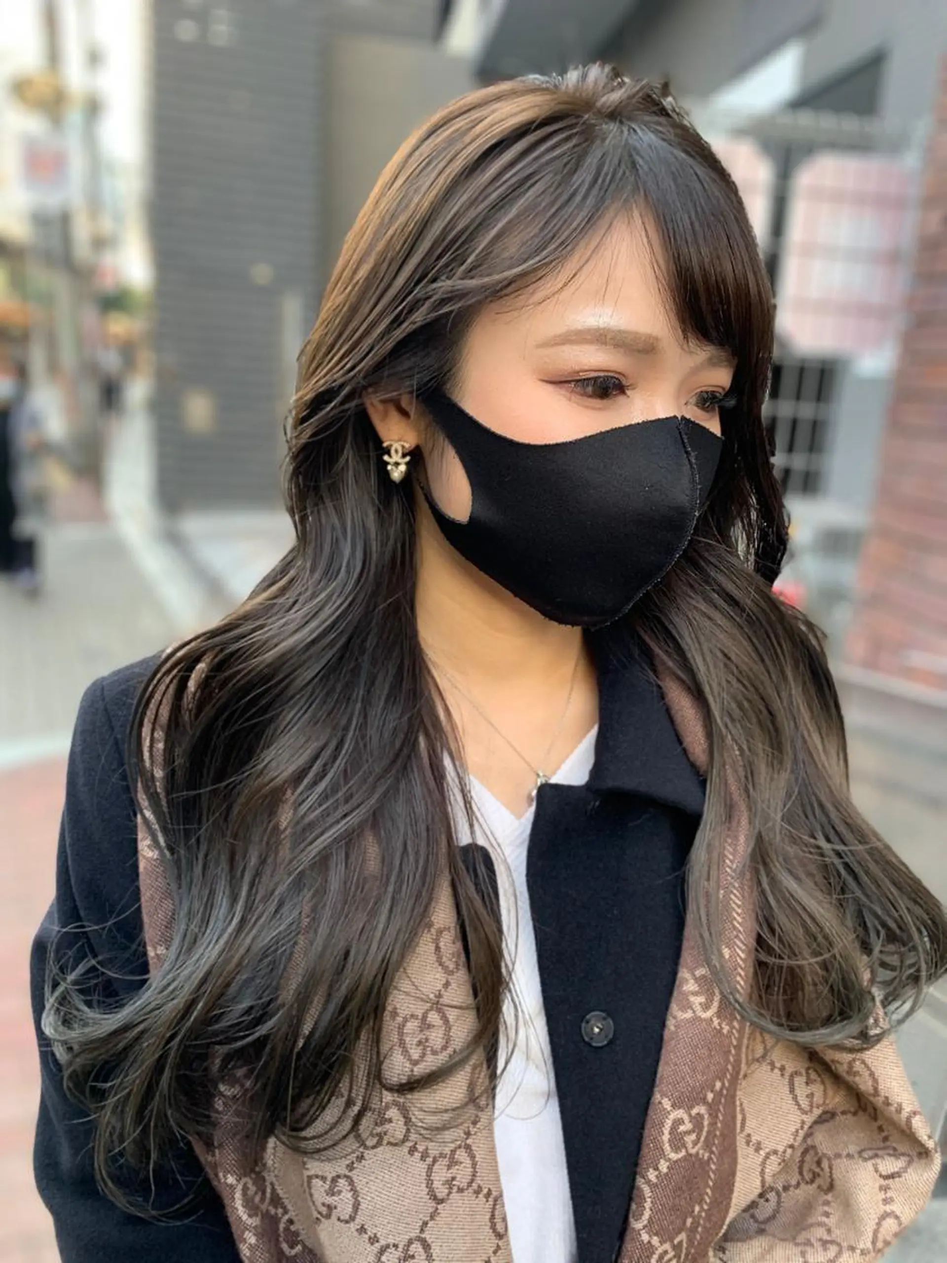 ロング カラー グレージュ ハイライトカラー ハイライト ハイトーンカラー RYUのヘアスタイル