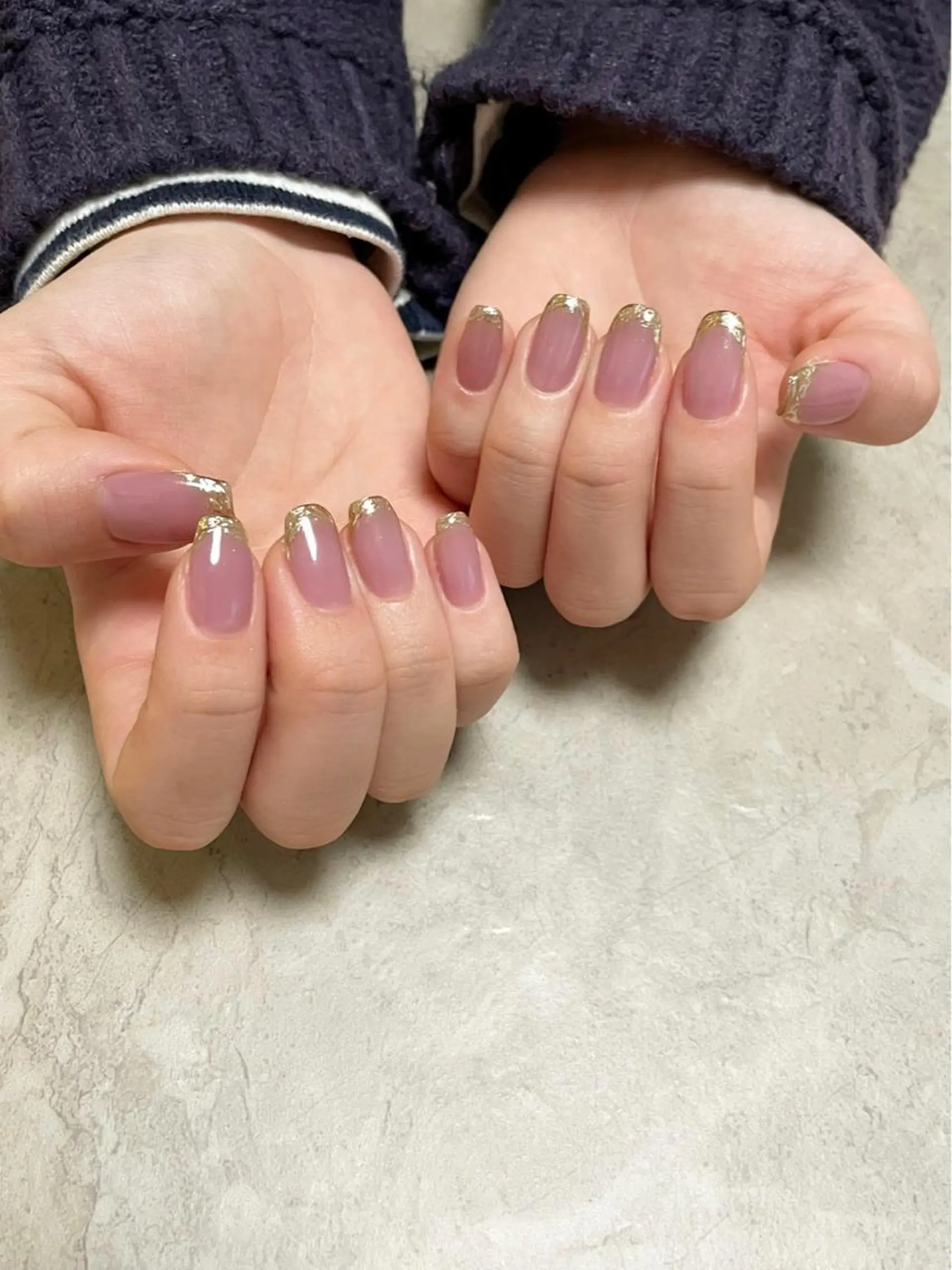 ネイル フレンチネイル ガラスフレンチ ハンドネイル ネイル&脱毛サロン ユイカのネイルデザイン