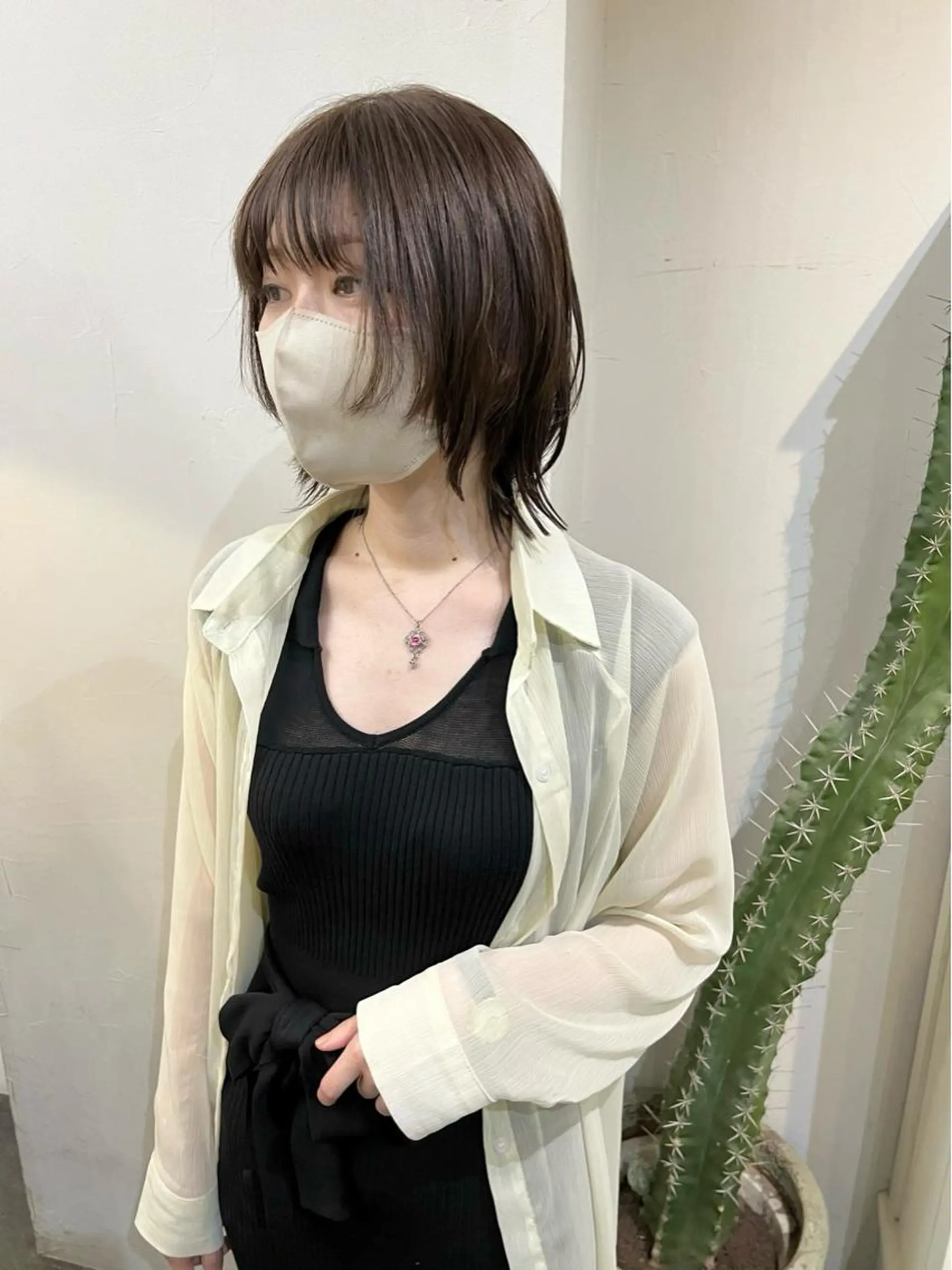 ショート カラー ボブ 顔まわりレイヤー レイヤーカット ウルフカット カット ヘアカラー 千葉 郁也のヘアスタイル