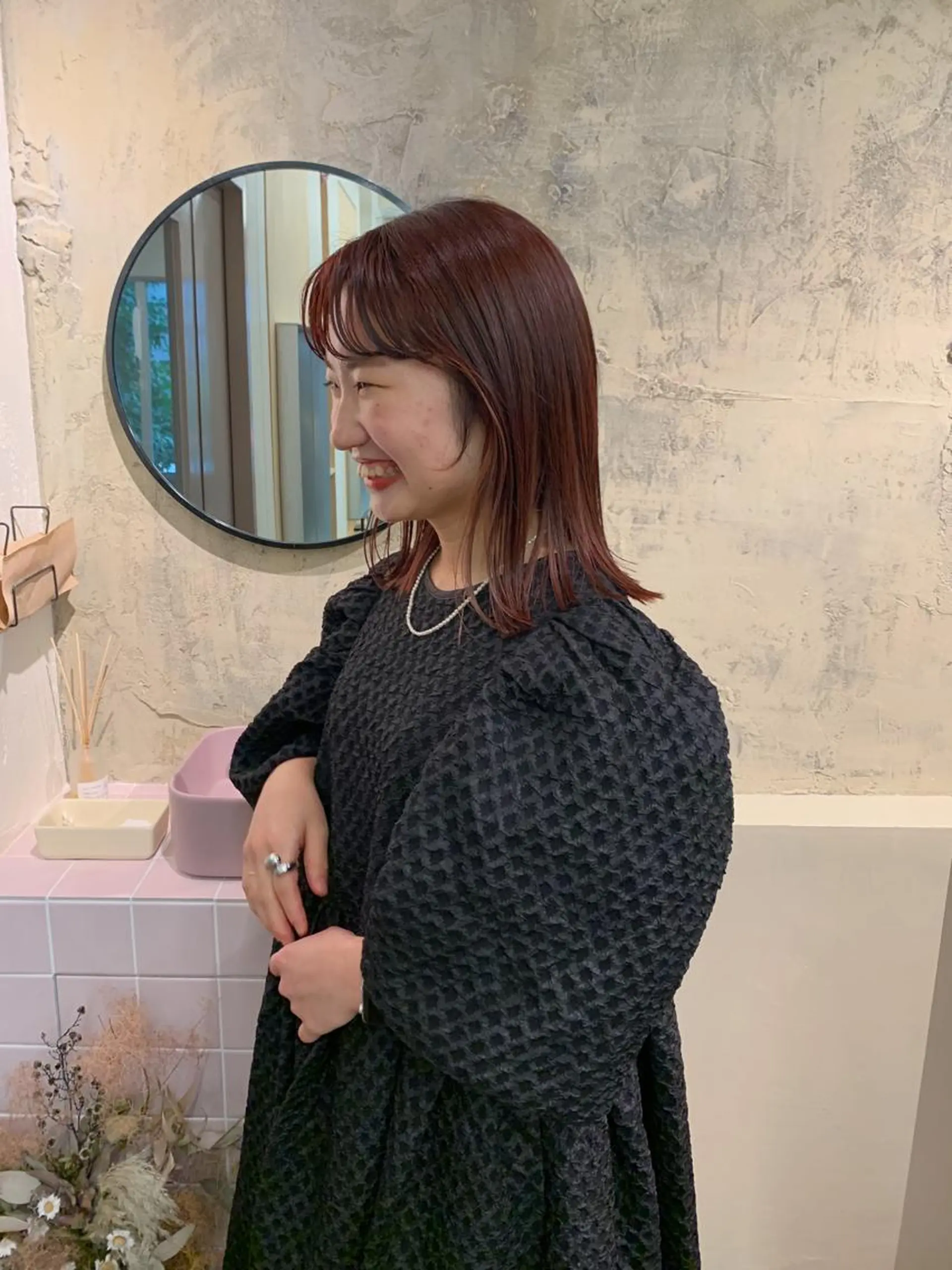 ミディアム カラー キッズ レッドカラー ヘアカラー yupi🐈‍⬛ レイヤー/パーマのヘアスタイル