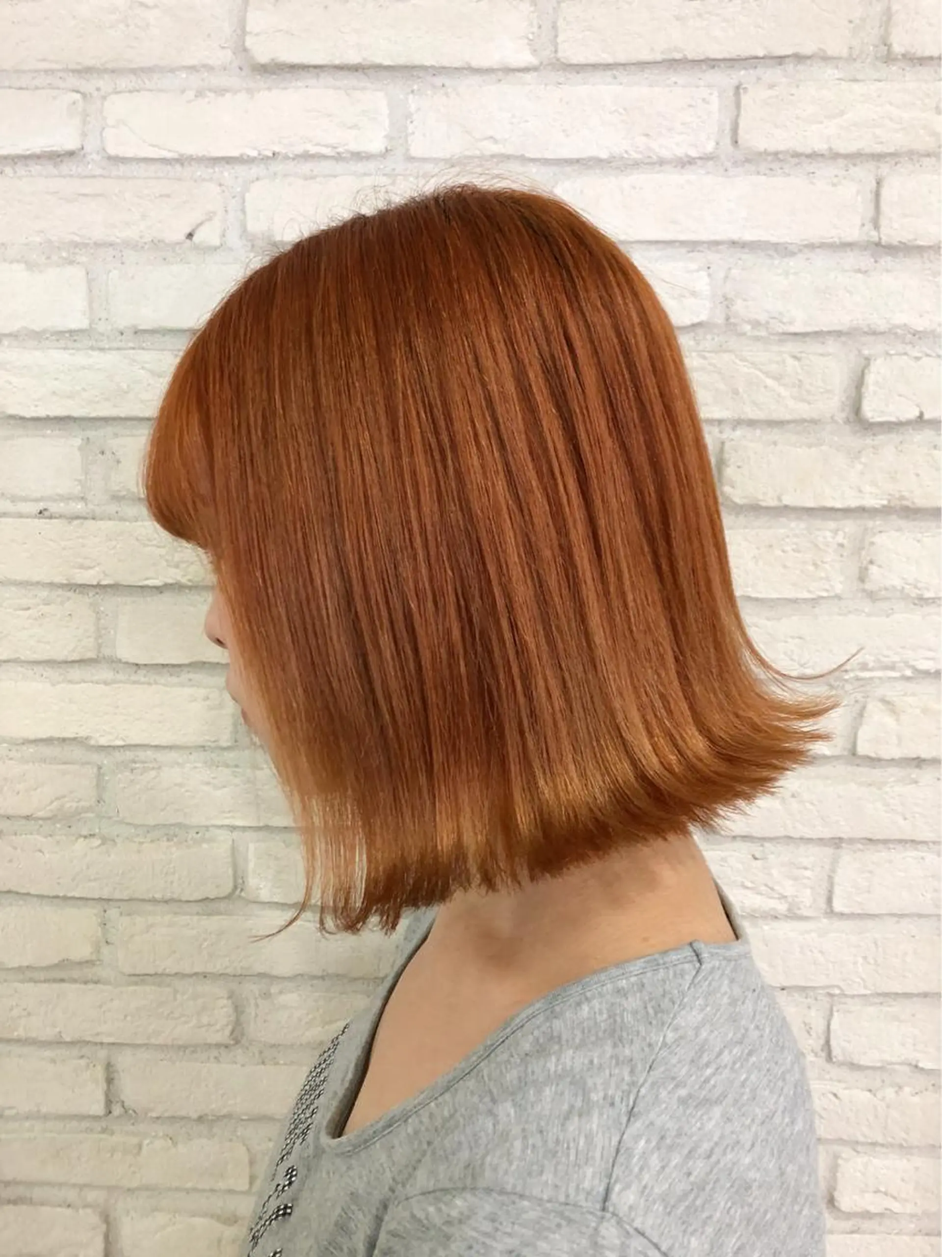 ミディアム カラー オレンジ ボブ HAUS 片山みほのヘアスタイル