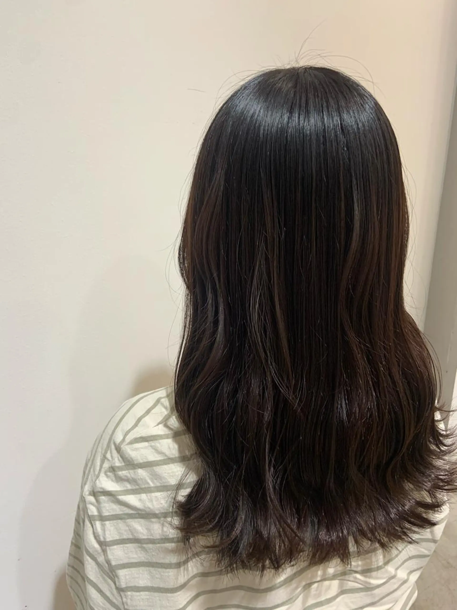 セミロング カラー 西崎 満里奈のヘアスタイル