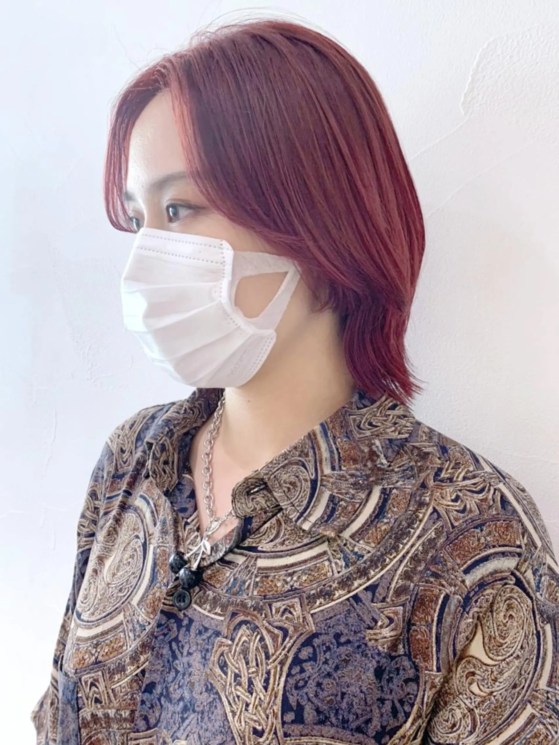 ミディアム カラー ヘアアレンジ パーマ レッドカラー ITbyALBUM 中野店のヘアスタイル