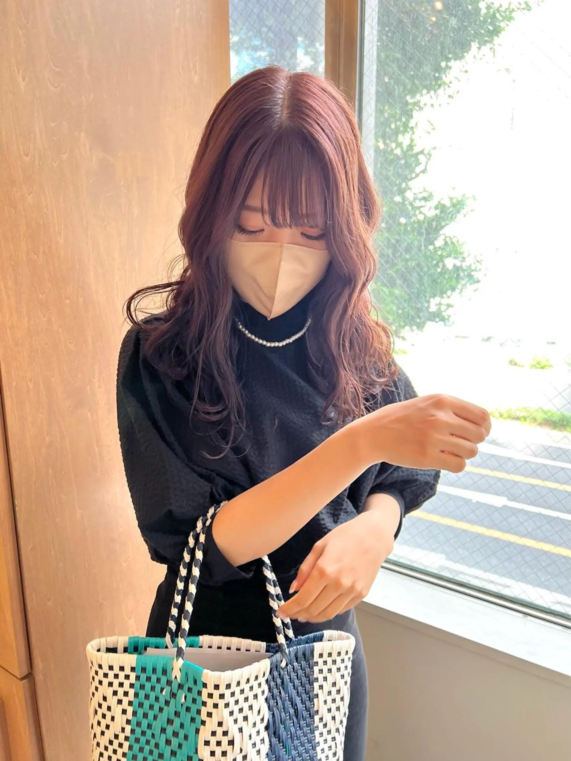 セミロング 切りっぱなしボブ オレンジブラウン ピンクブラウン ボブ サイドバング レイヤーカット/ 透明感カラー レイのヘアスタイル