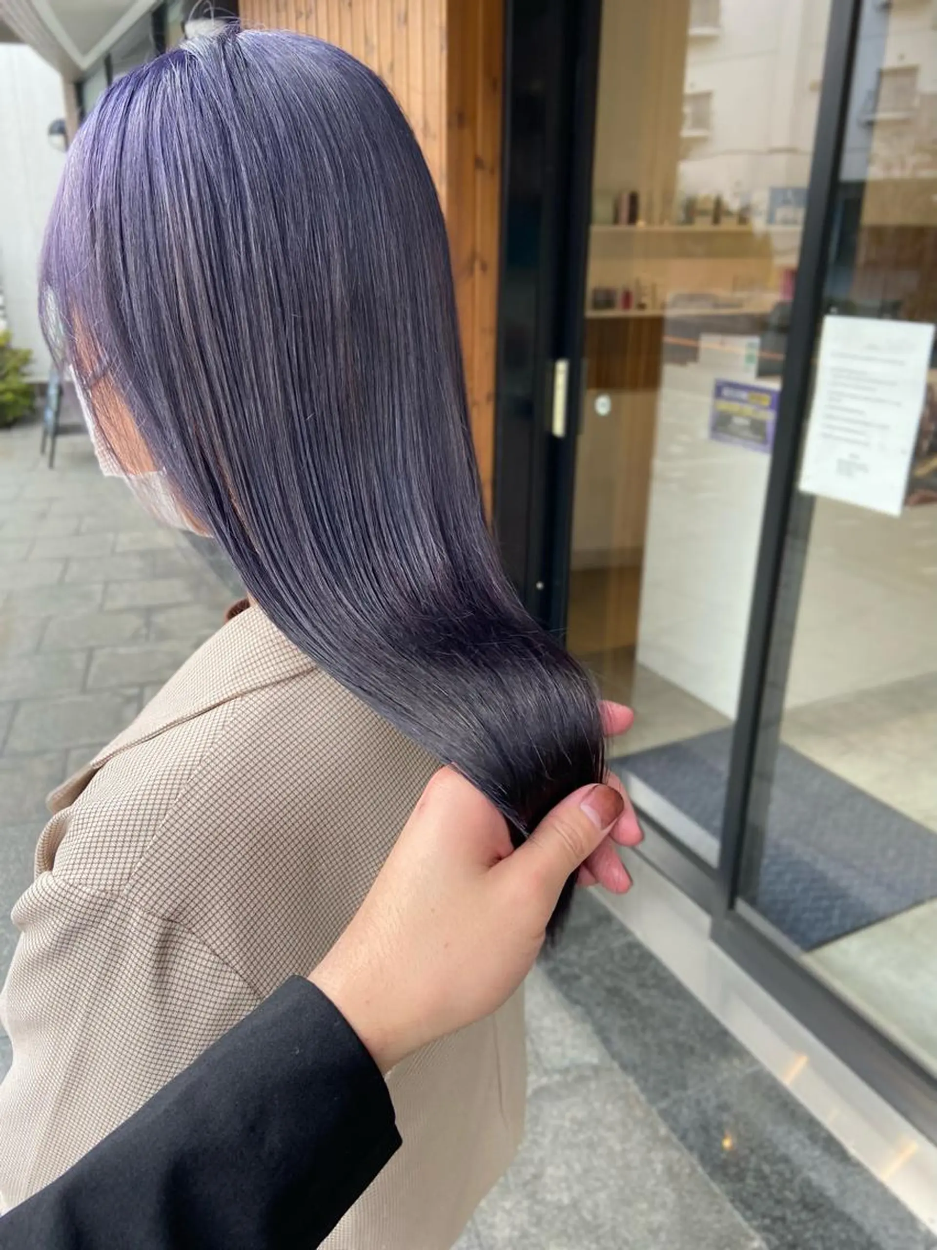 ロング カラー ブリーチ ラベンダーカラー カット トリートメント 竹内啓太 ボブのヘアスタイル