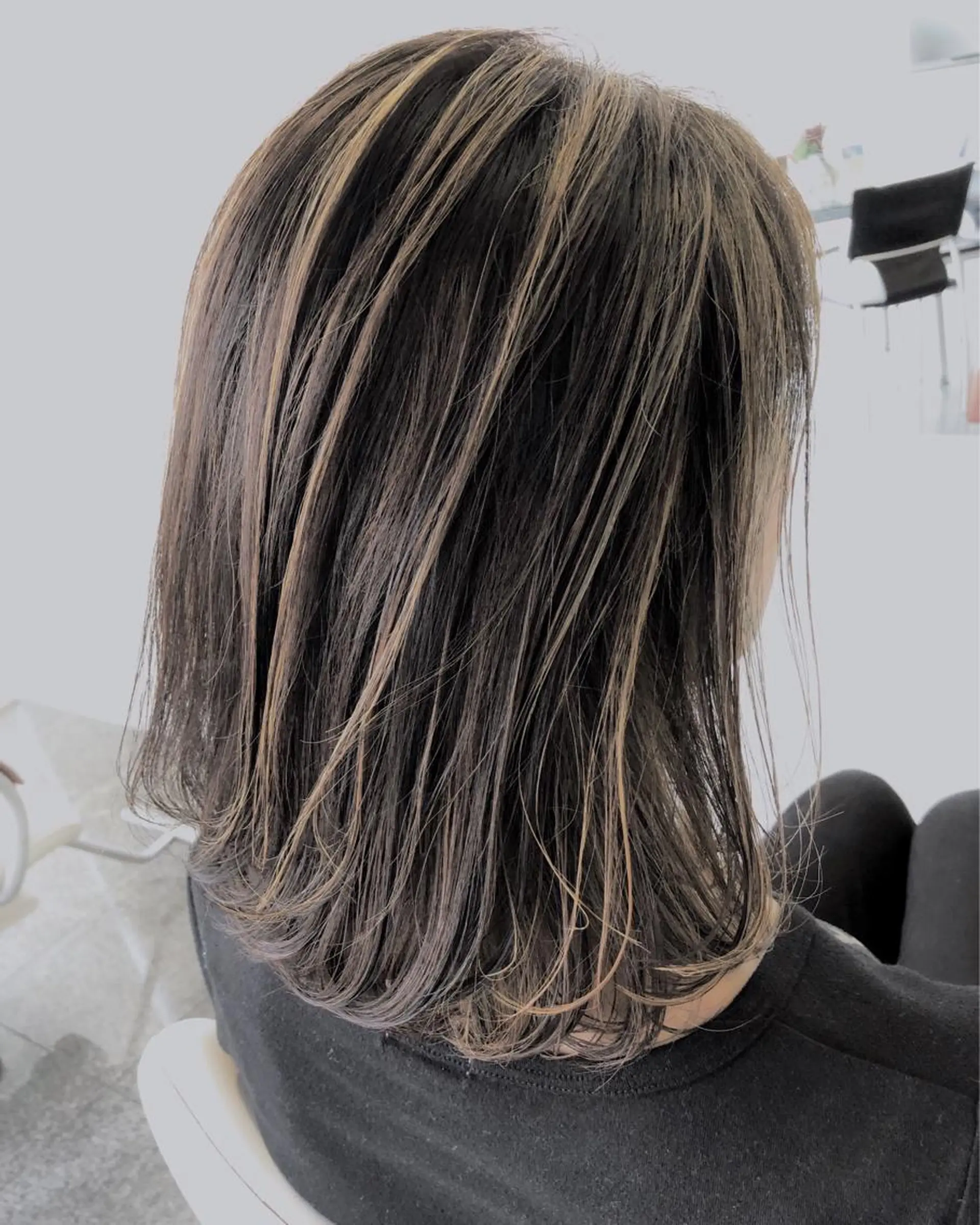 セミロング カラー バレイヤージュ グラデーションカラー グレージュ レイヤーカット 河合秀明/ショート /ボブ/レイヤーのヘアスタイル