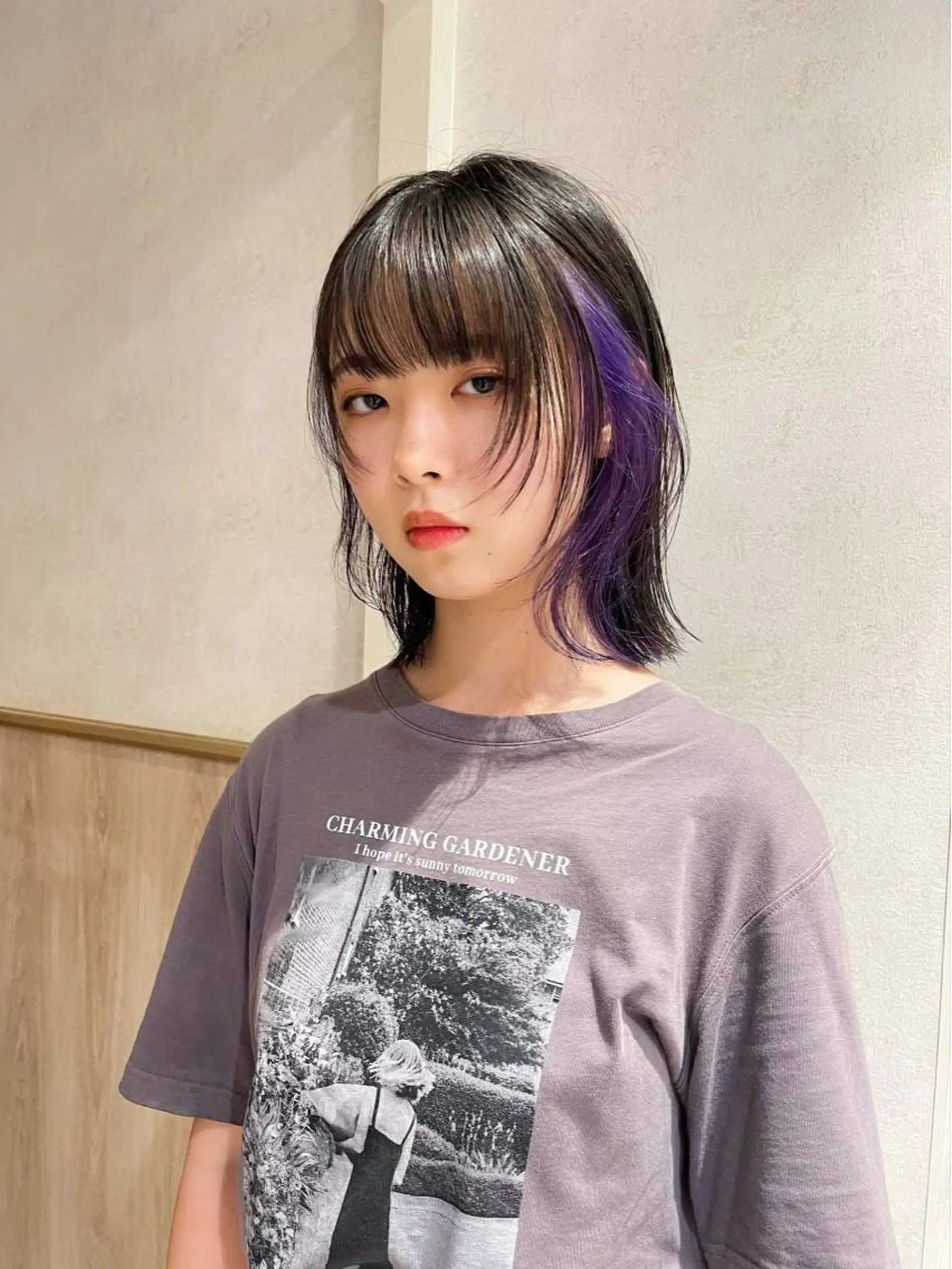 ミディアム カラー ブリーチ イヤリングカラー インナーカラー ラベンダーカラー パープルカラー カット ヘアカラー トリートメント haru/レイヤー/ ウルフのヘアスタイル