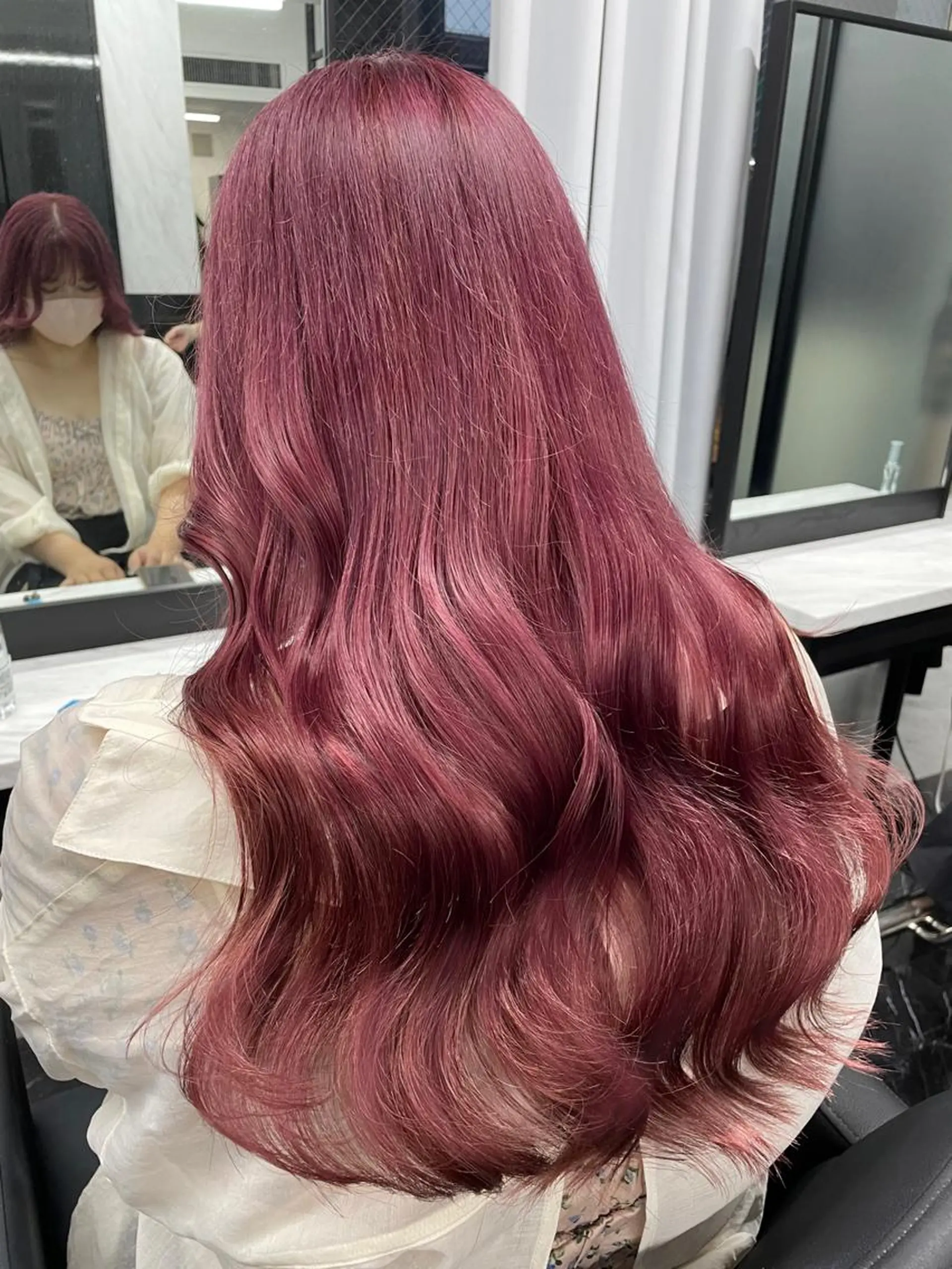 ロング カラー ラベンダーカラー ピンクカラー ピンクラベンダー カット ヘアカラー トリートメント Ria OSAKA　梅田所属・マリカ🦋韓国 ハイトーン/エクステのヘアスタイル