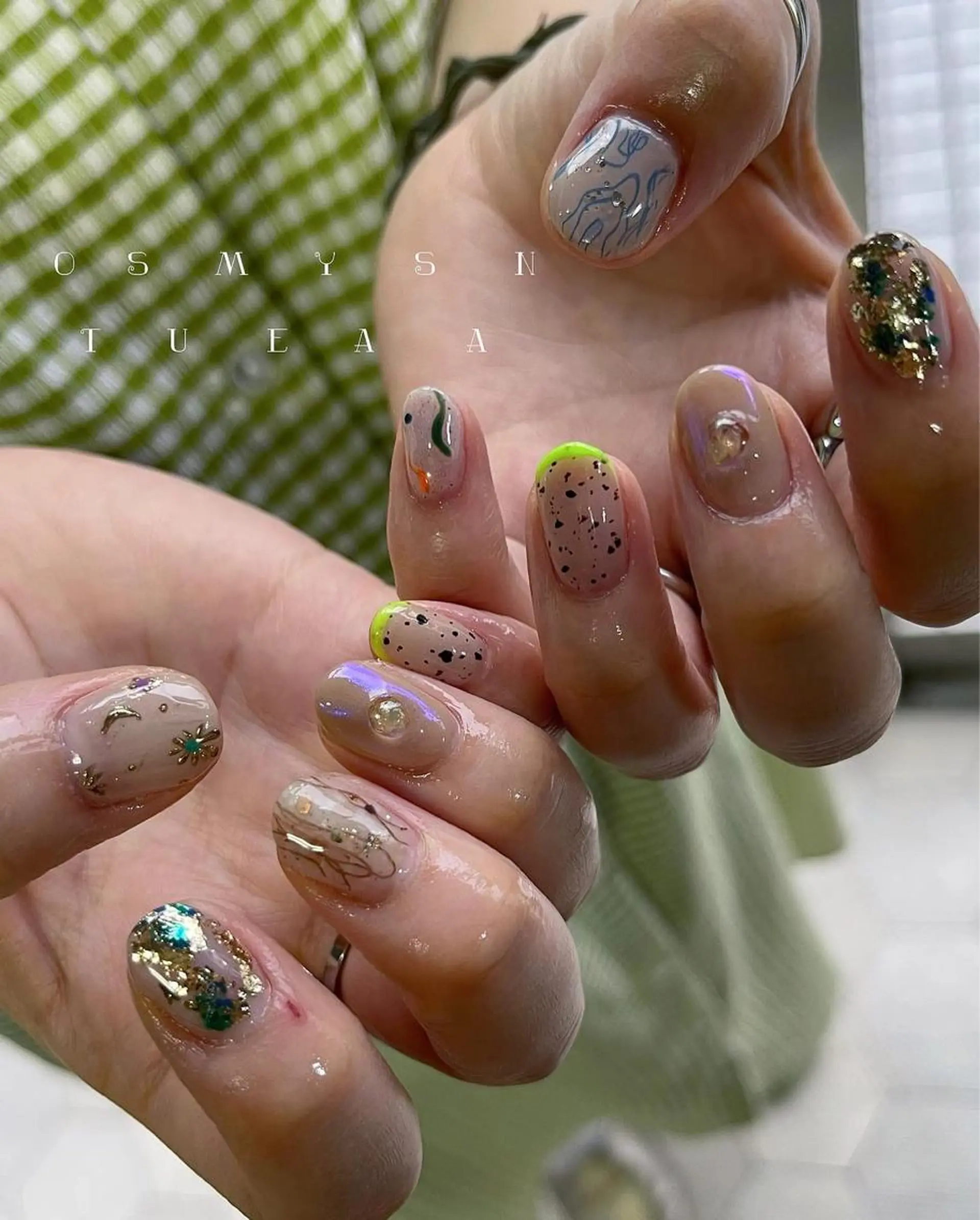 ネイル オーロラネイル 韓国ネイル ミラーネイル ニュアンスネイル ワンカラーネイル otsumeyasan所属・わたなべ ちかのネイルデザイン