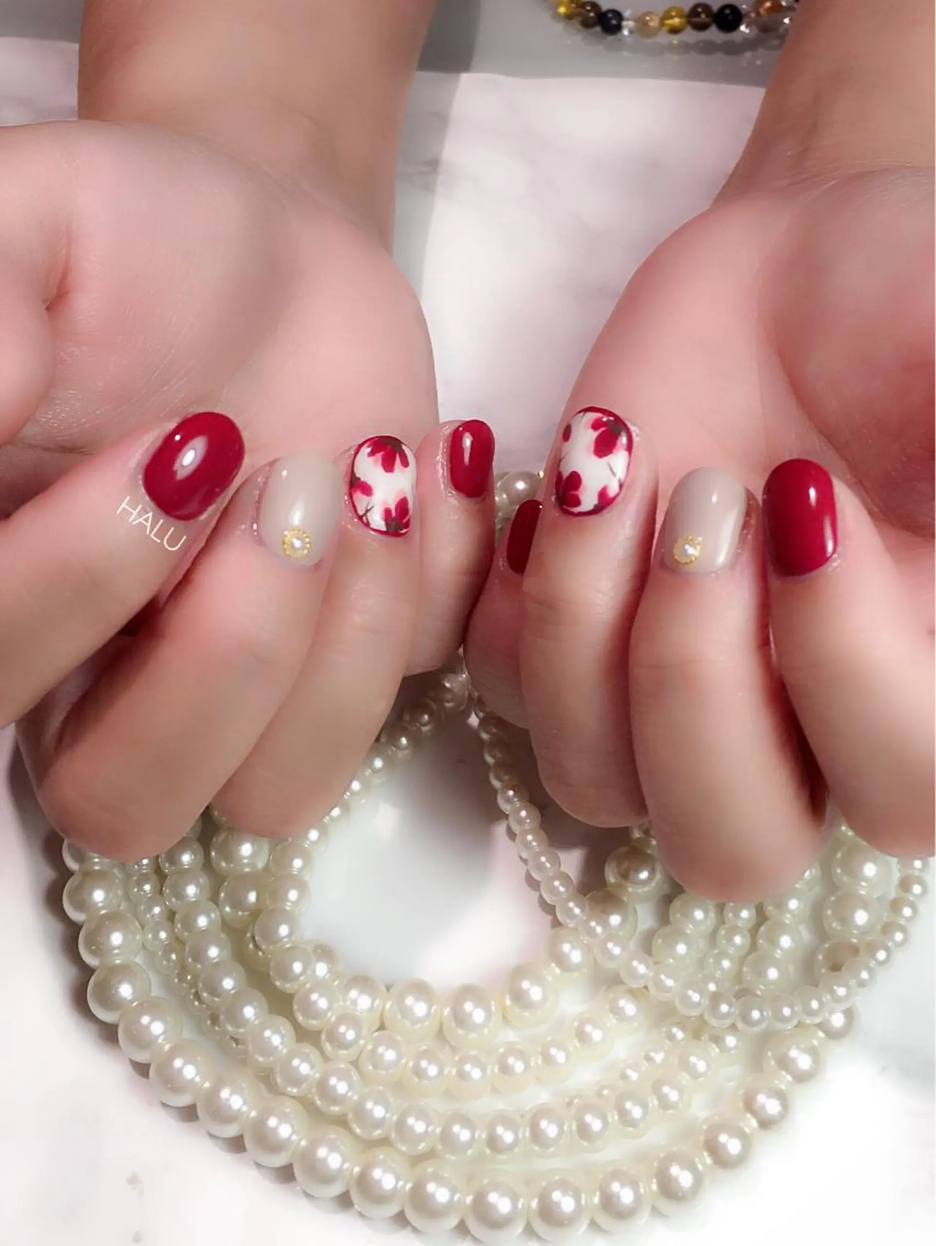 ネイル アートネイル 赤色 HALU ハルのネイルデザイン