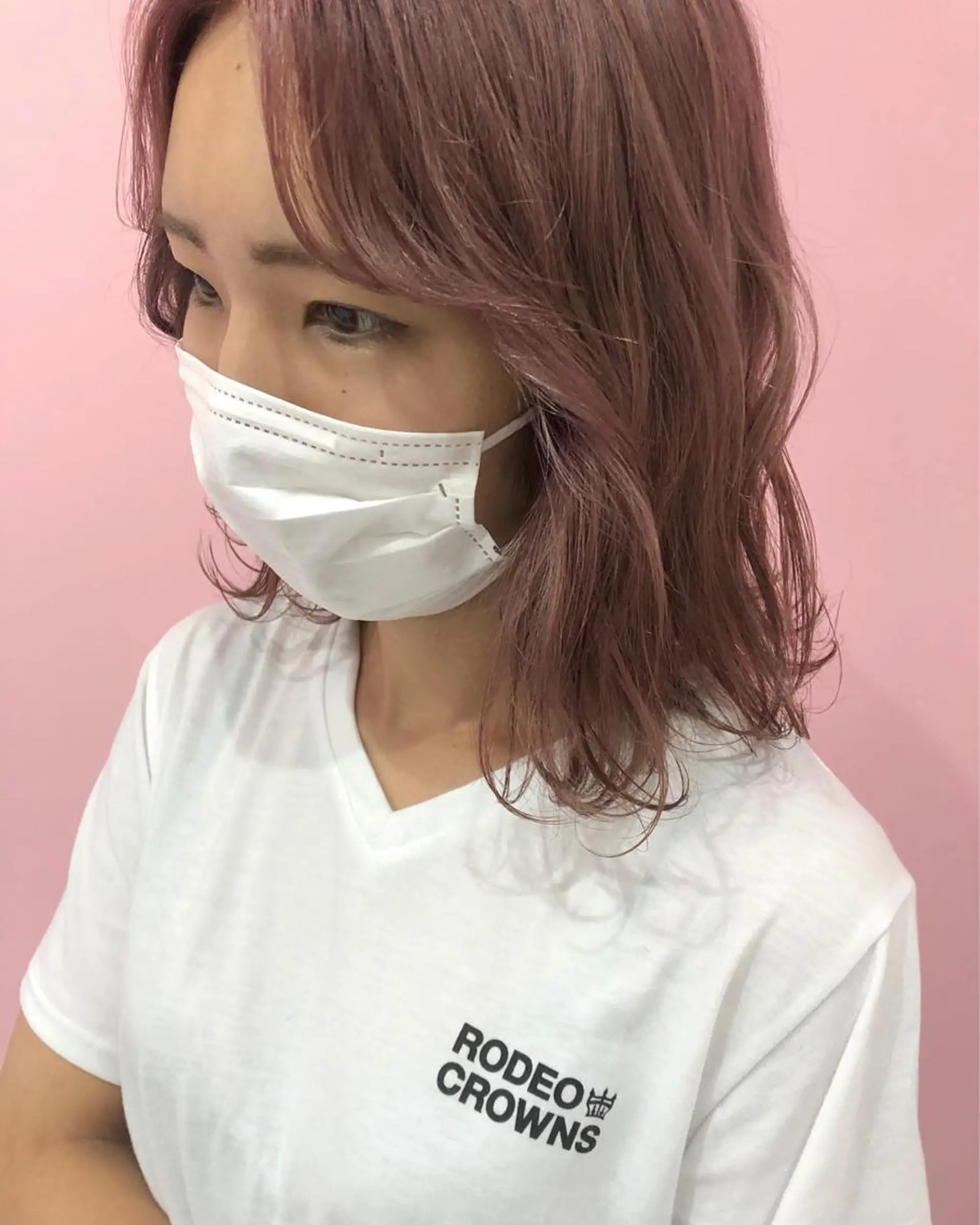ミディアム カラー ベージュカラー ピンクカラー ピンクベージュ 遠藤 愛莉のヘアスタイル