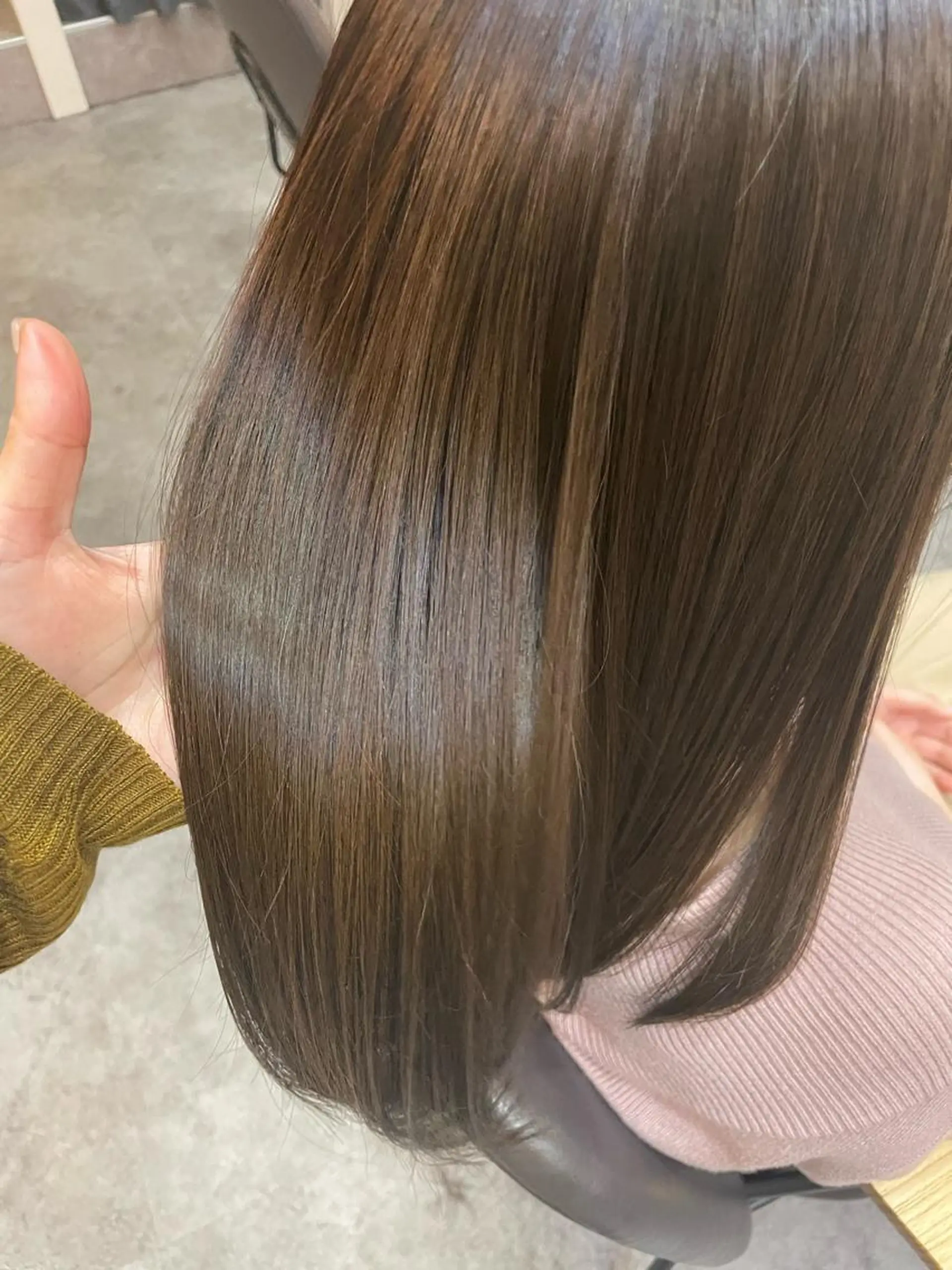 セミロング カラー ベージュカラー ブリーチ ブリーチなしカラー オリーブベージュ ボブ/髪質改善/ soiナカジママドリのヘアスタイル