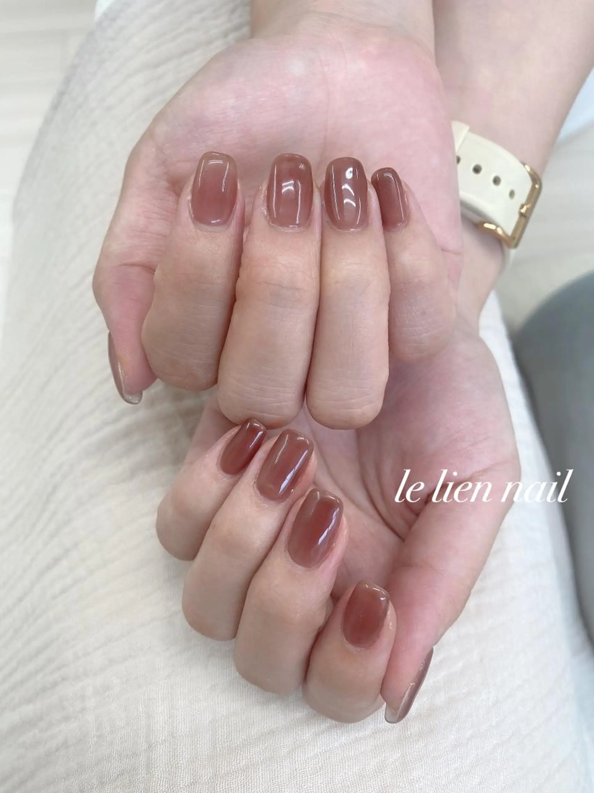 ネイル ブラウン ワンカラーネイル le lien nailのネイルデザイン