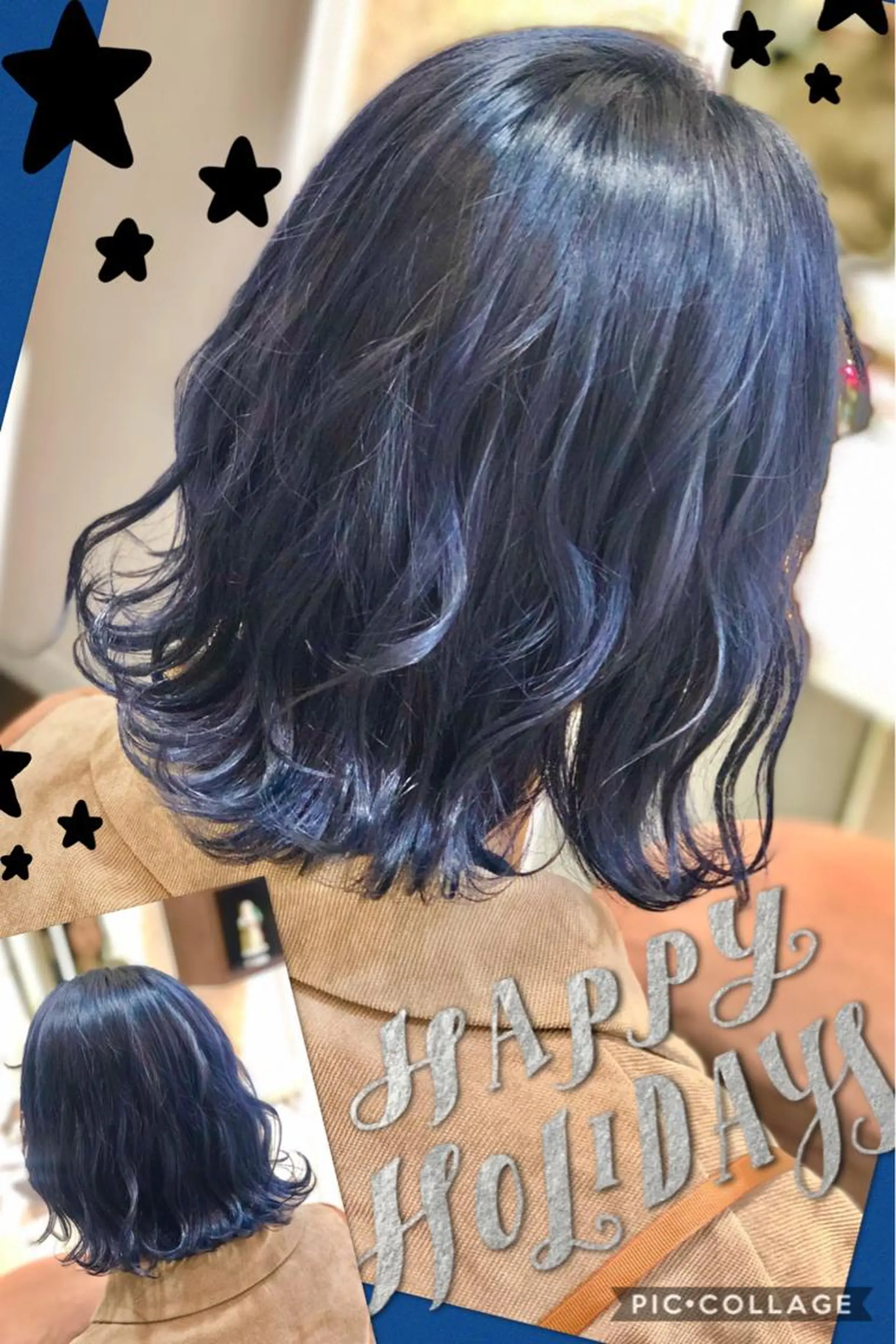 ショート カラー ヘアアレンジ 黒髪 ブリーチ ブルーカラー ブルーブラック ケアブリーチ 永島 桜のヘアスタイル