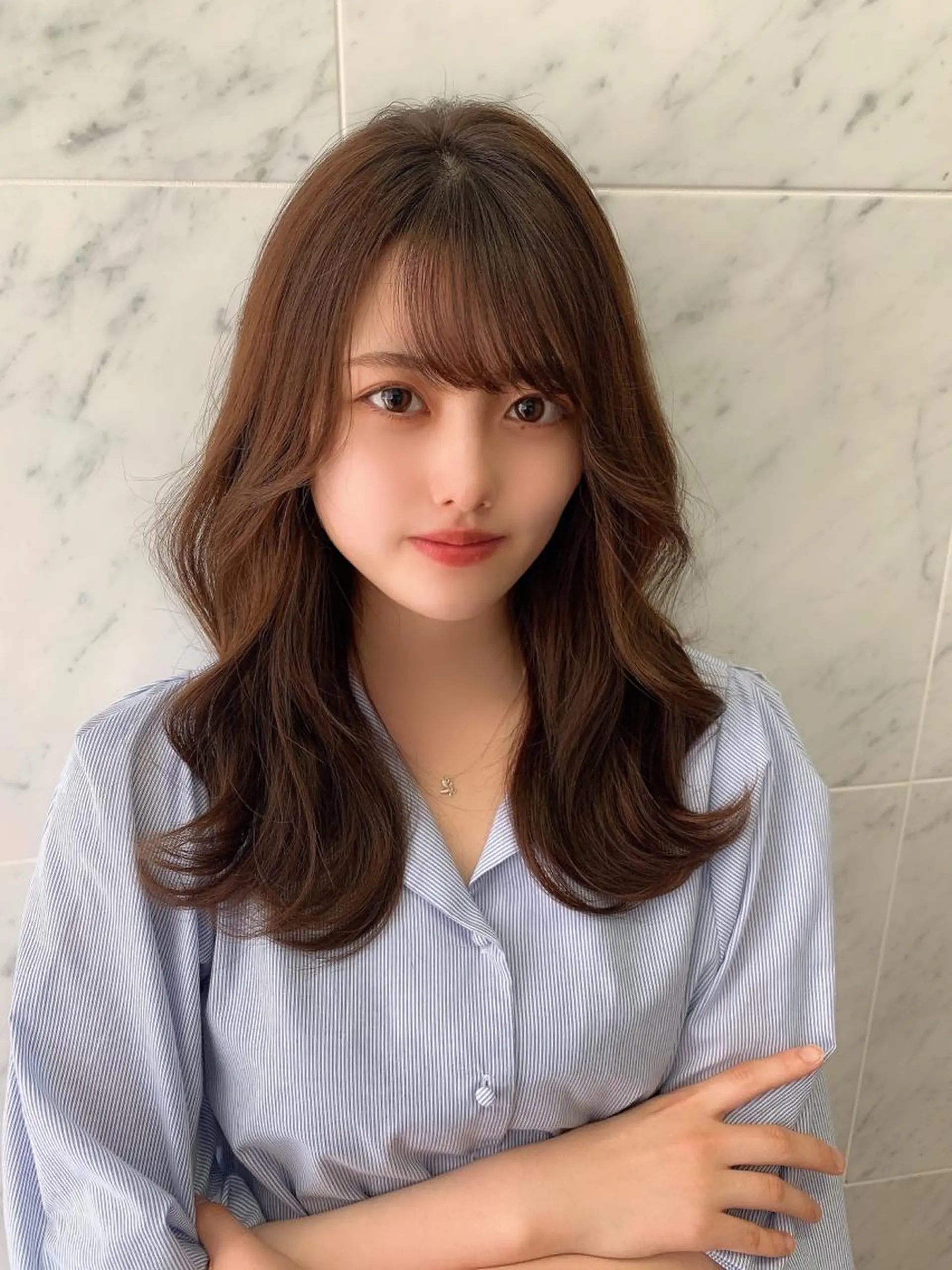 セミロング カラー カット ヘアカラー トリートメント レイヤーカット/ 顔周り 五島巨幹のヘアスタイル