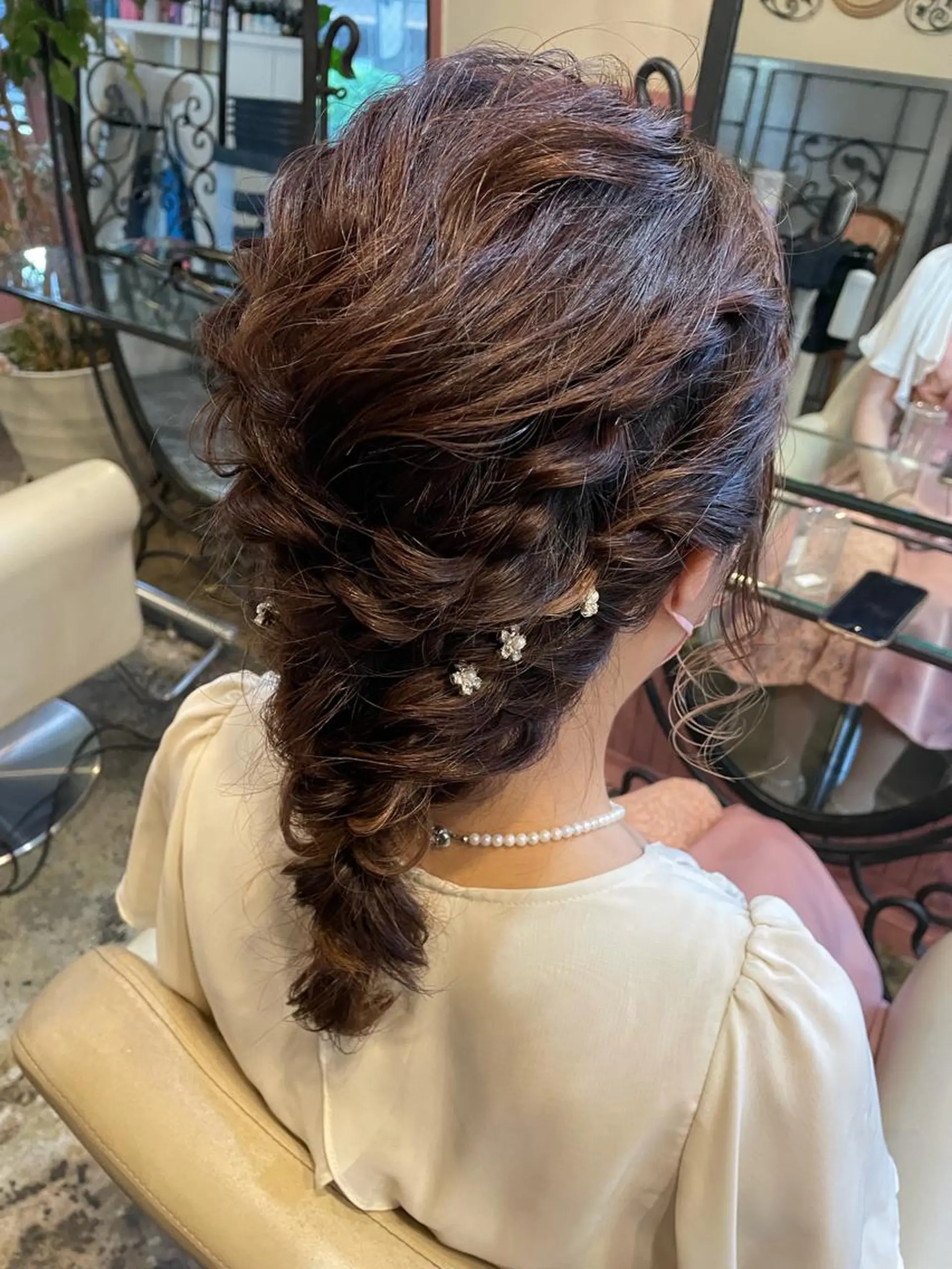 ミディアム カラー パーマ ヘアアレンジ メンズ ヘアセット 表参道Lise おおいしおりのヘアスタイル