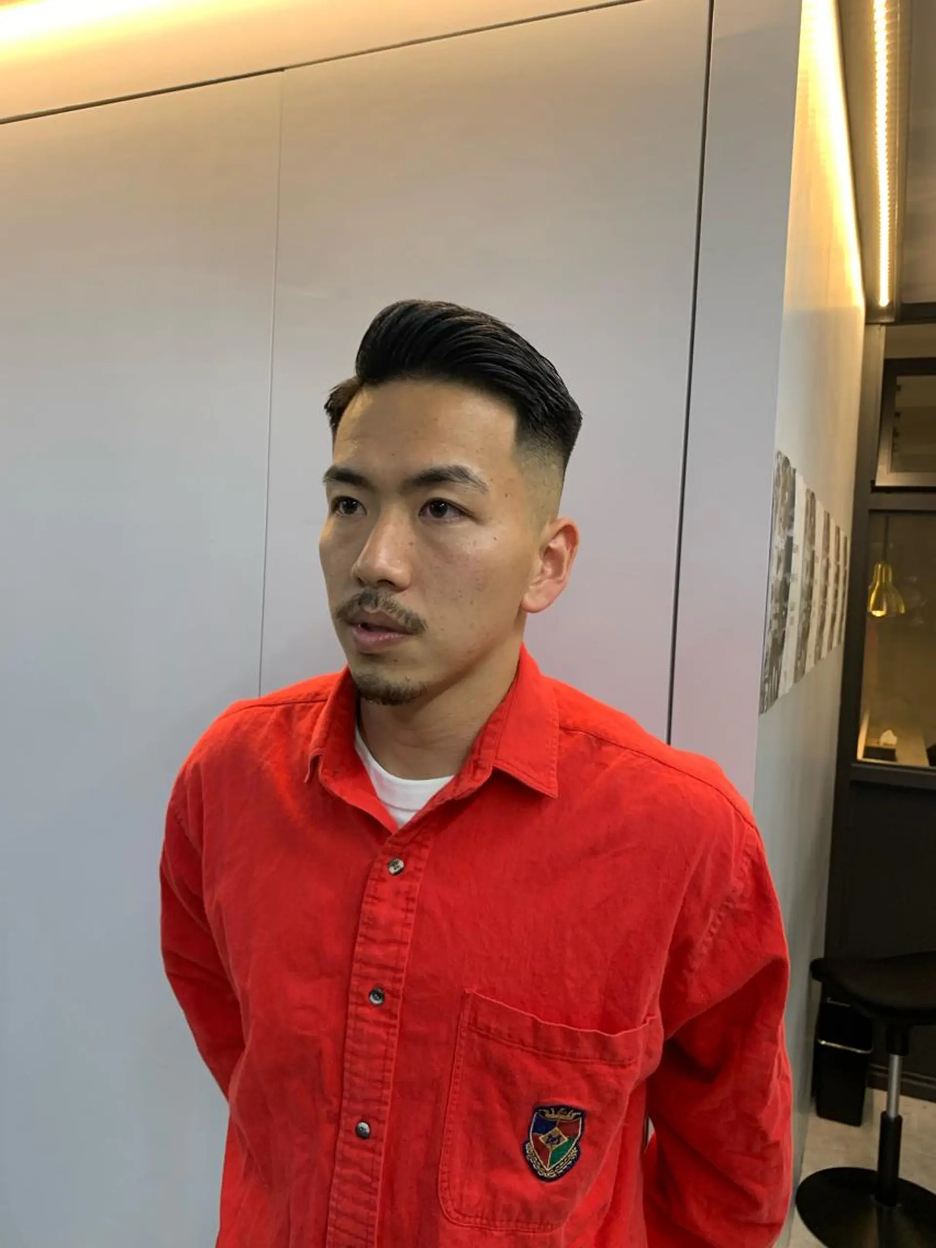 ショート メンズ フェードカット 七三 スキンフェード FRANKS BARBER and BEER CLUB所属・メンズカット 大畑公平のヘアスタイル