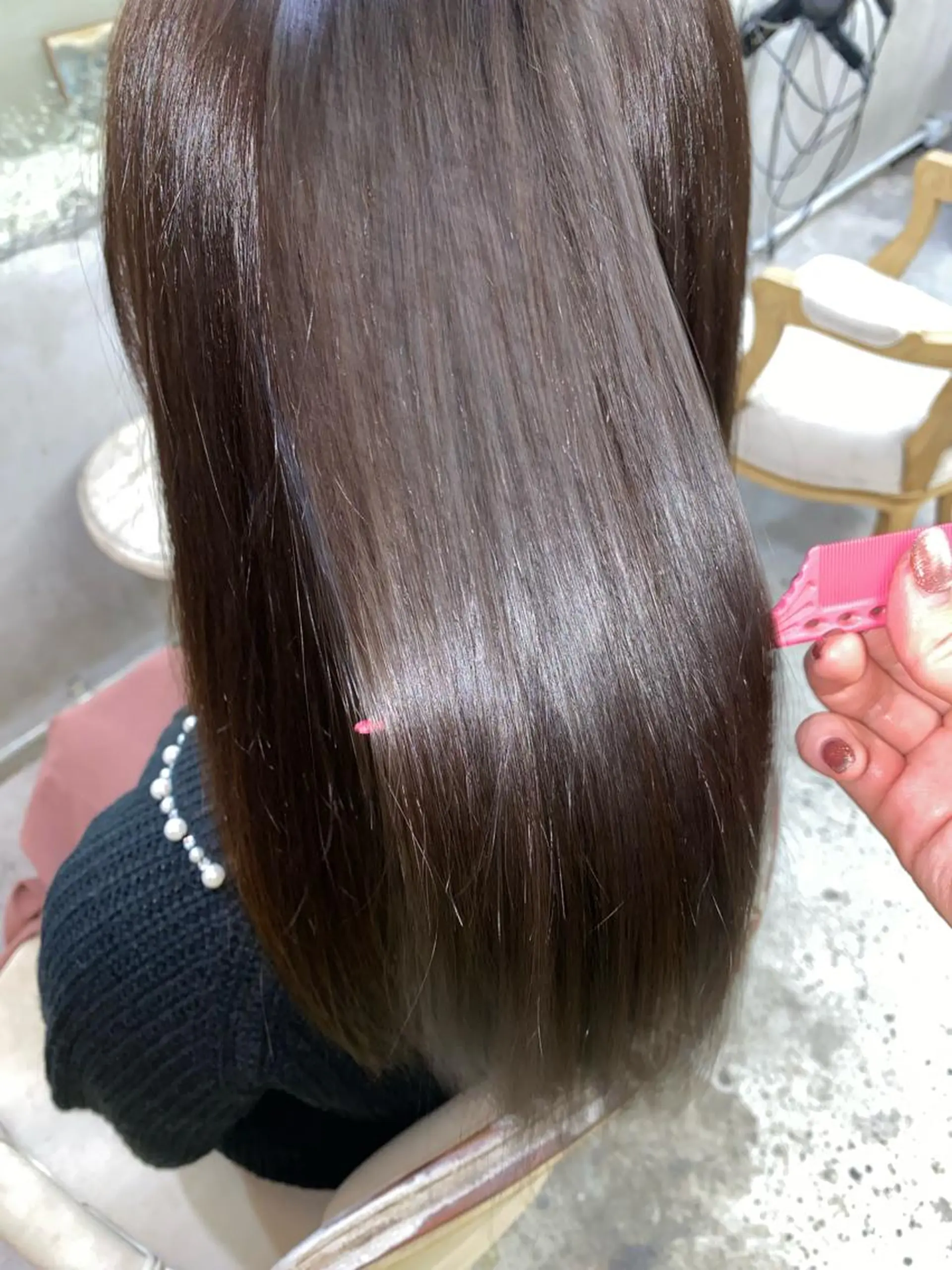 セミロング カラー お任せヘア☘️☘️ 及川渚のヘアスタイル