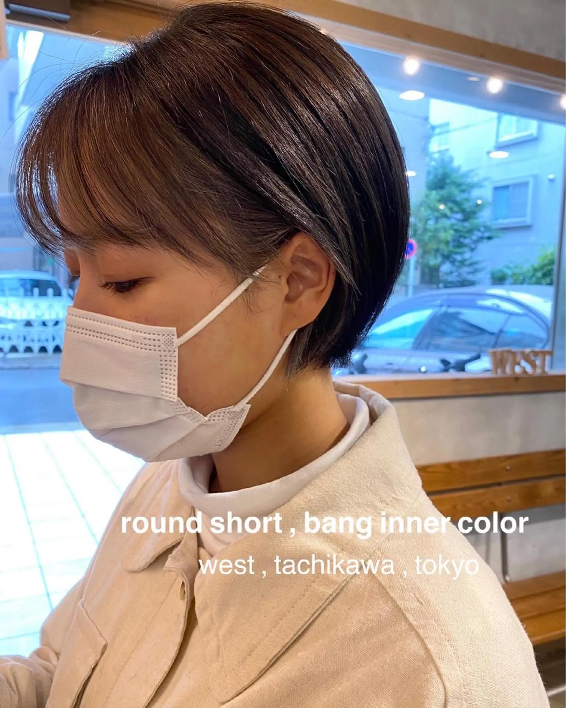 ショート カラー 丸みショート ベージュカラー ブリーチ イヤリングカラー グレージュ 竹嶌 健吾のヘアスタイル