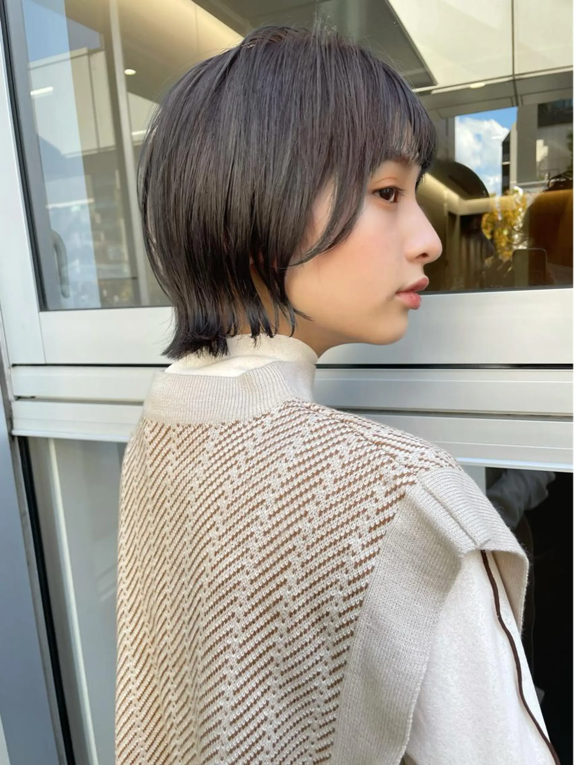 ショート ボブ シースルーバング カット ヘアカラー 結べるレイヤーボブ くびれLady表参道のヘアスタイル